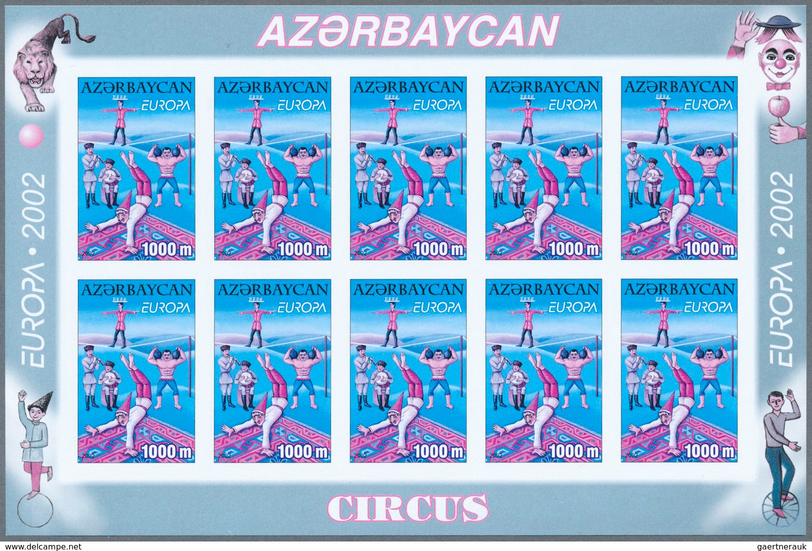 11248 Thematik: Zirkus / Circus: 2002, Azerbaijan. Progressive Proofs (6 Phases) In Miniature Sheets Of 10 - Cirque