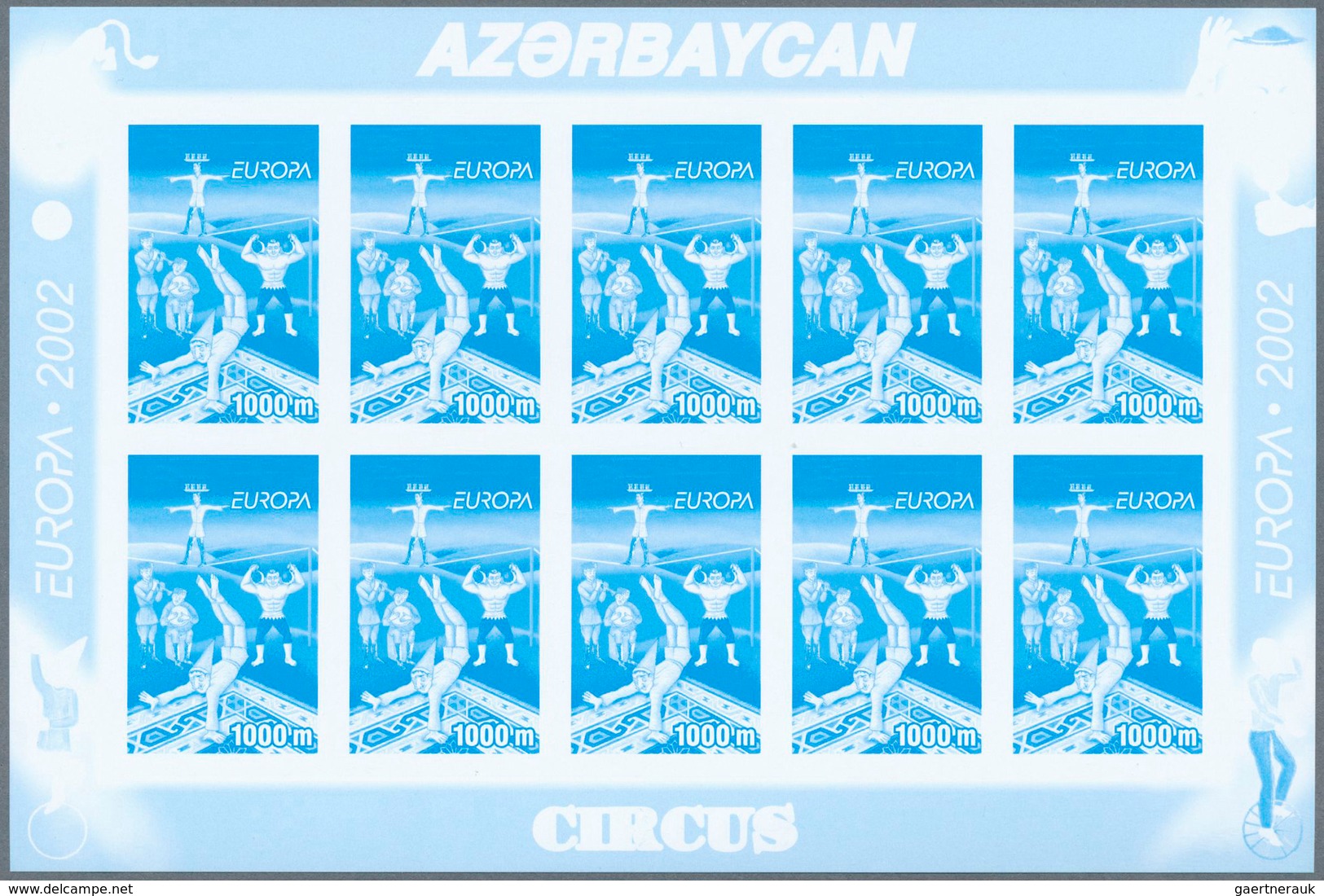 11248 Thematik: Zirkus / Circus: 2002, Azerbaijan. Progressive Proofs (6 Phases) In Miniature Sheets Of 10 - Cirque