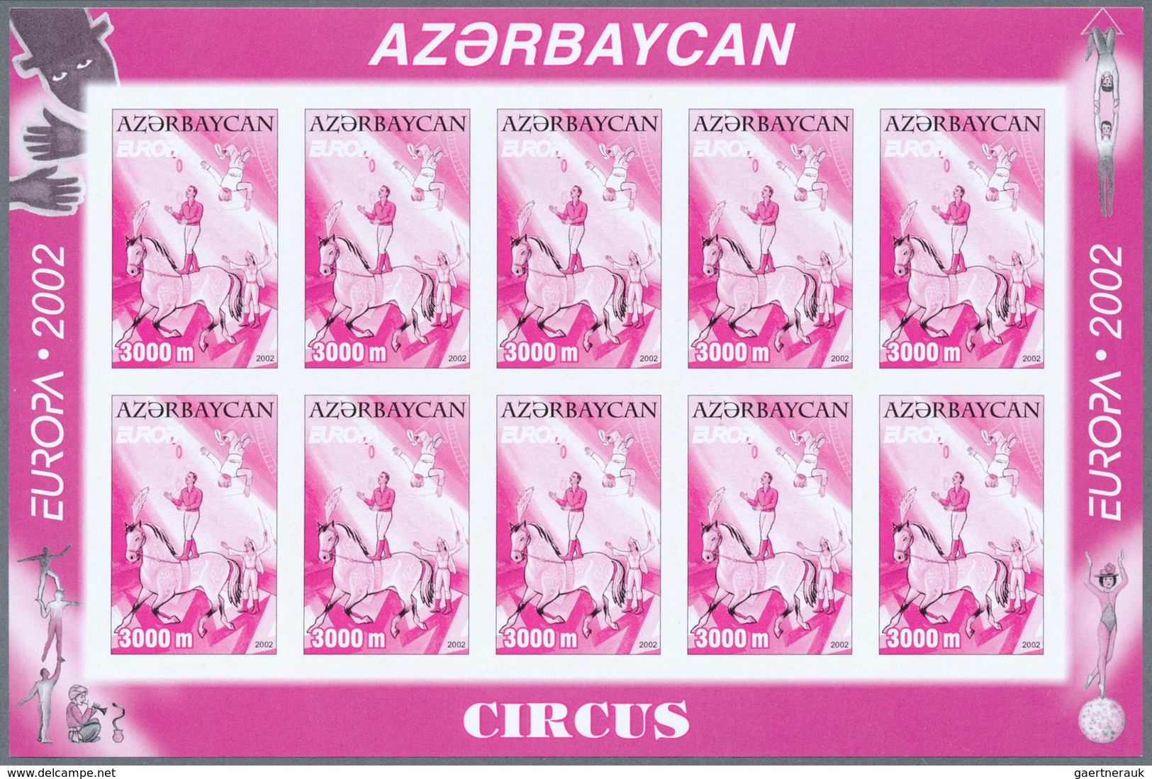 11248 Thematik: Zirkus / Circus: 2002, Azerbaijan. Progressive Proofs (6 Phases) In Miniature Sheets Of 10 - Cirque