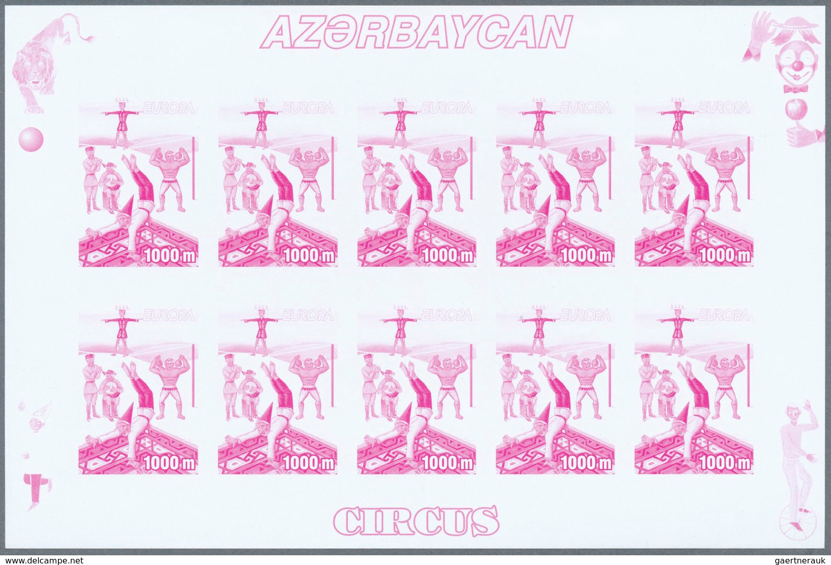 11248 Thematik: Zirkus / Circus: 2002, Azerbaijan. Progressive Proofs (6 Phases) In Miniature Sheets Of 10 - Cirque