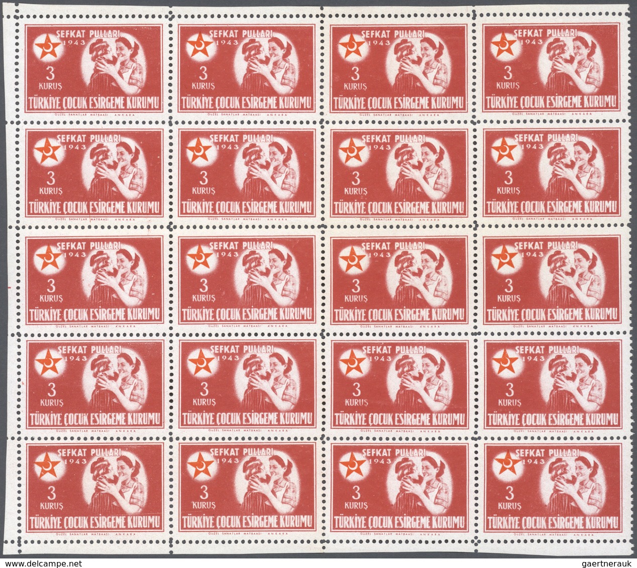 11253 Thematik: Rotes Kreuz / red cross: 1944, set of six values in mint never hinged in complete sheets o