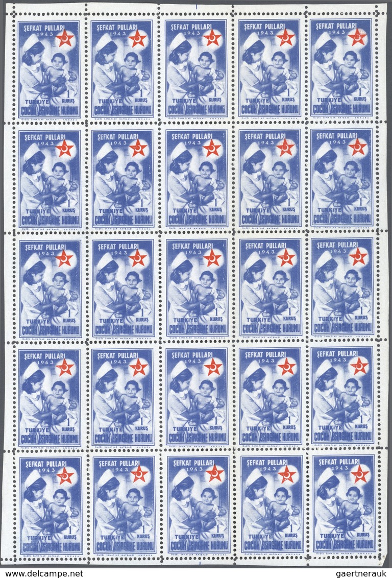 11253 Thematik: Rotes Kreuz / red cross: 1944, set of six values in mint never hinged in complete sheets o