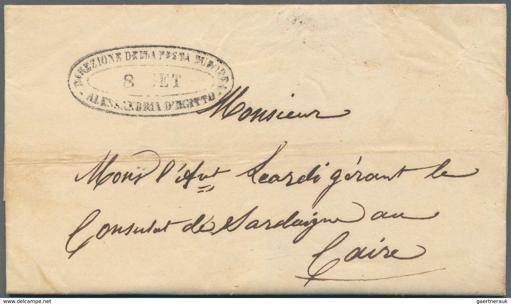 11304 Ägypten - Vorphilatelie: 1852, Entire Letter From Alexandria To The Sardinian Consulat In Cairo (cac - Préphilatélie