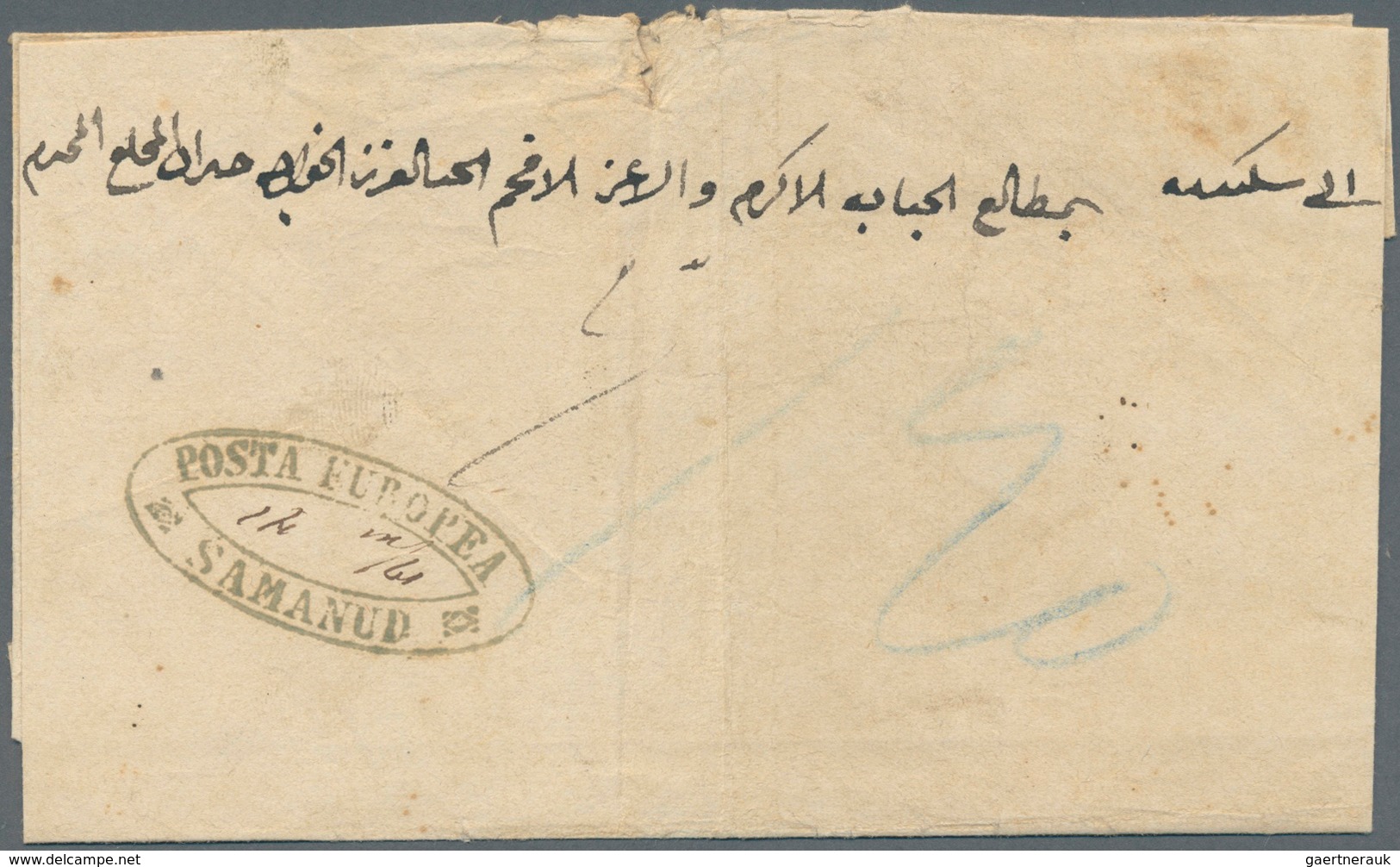 11311 Ägypten - Vorphilatelie: 1861, Letter From Samanud Rated 1½ Piastres In Blue M/s, With Oval Type III - Vorphilatelie