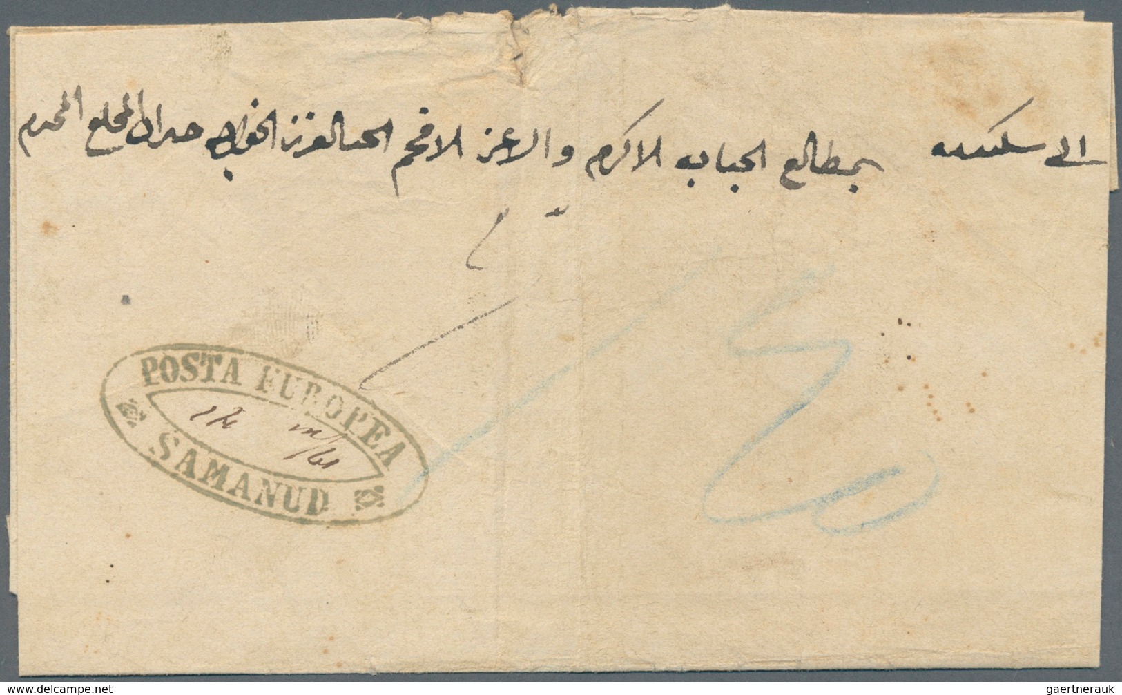 11311 Ägypten - Vorphilatelie: 1861, Letter From Samanud Rated 1½ Piastres In Blue M/s, With Oval Type III - Préphilatélie