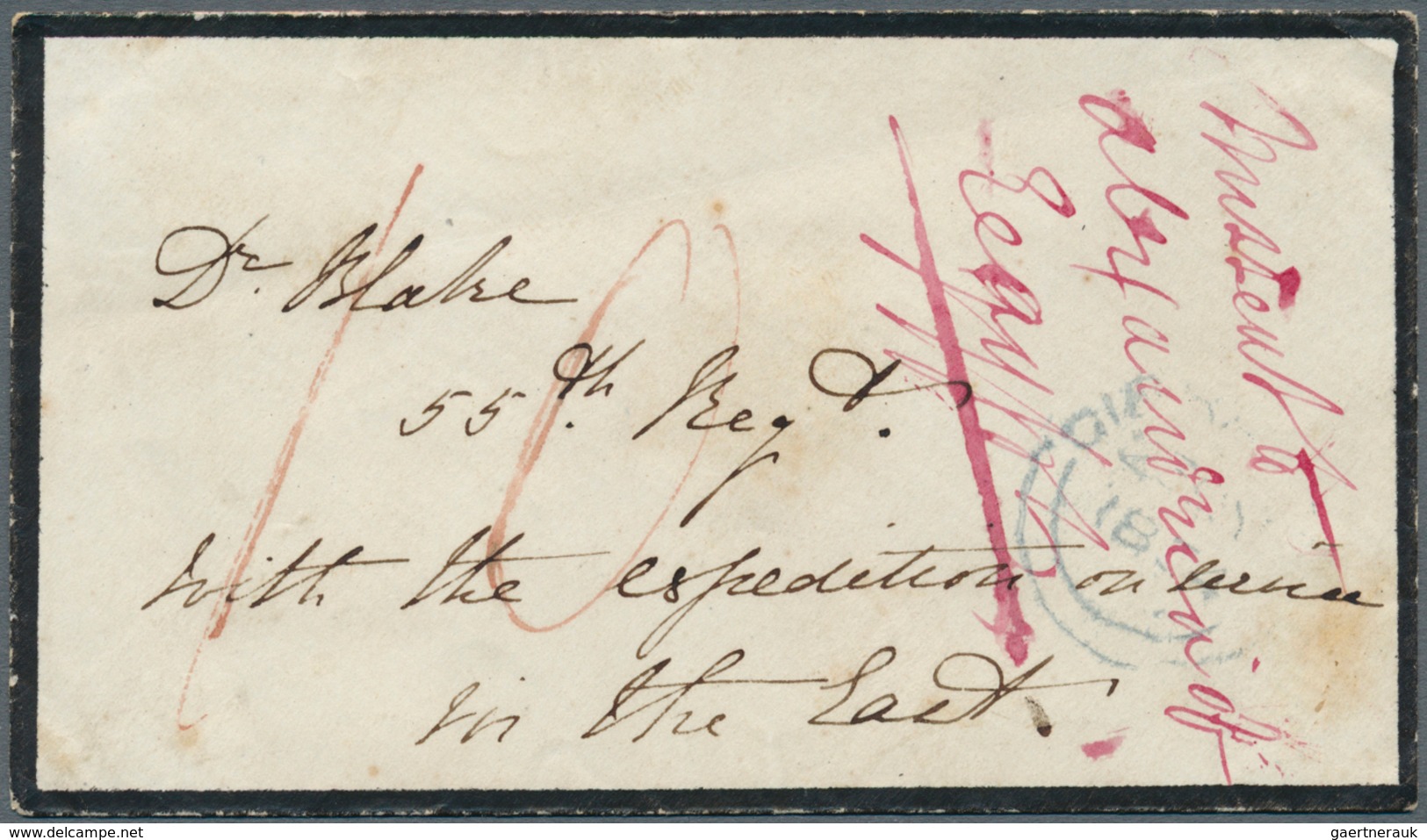 11317 Ägypten: 1854, Folded Mourning Envelope From "GIBRALTAR 23/MAY/1854" Addressed To The "army In The E - 1915-1921 Britischer Schutzstaat