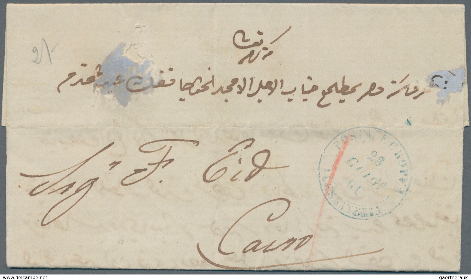 11318 Ägypten: 1862/64, Four Entire Letters With Circled "POSTA EUROPEA" Datestamps, 1861 From Alexandria - 1915-1921 Protectorat Britannique