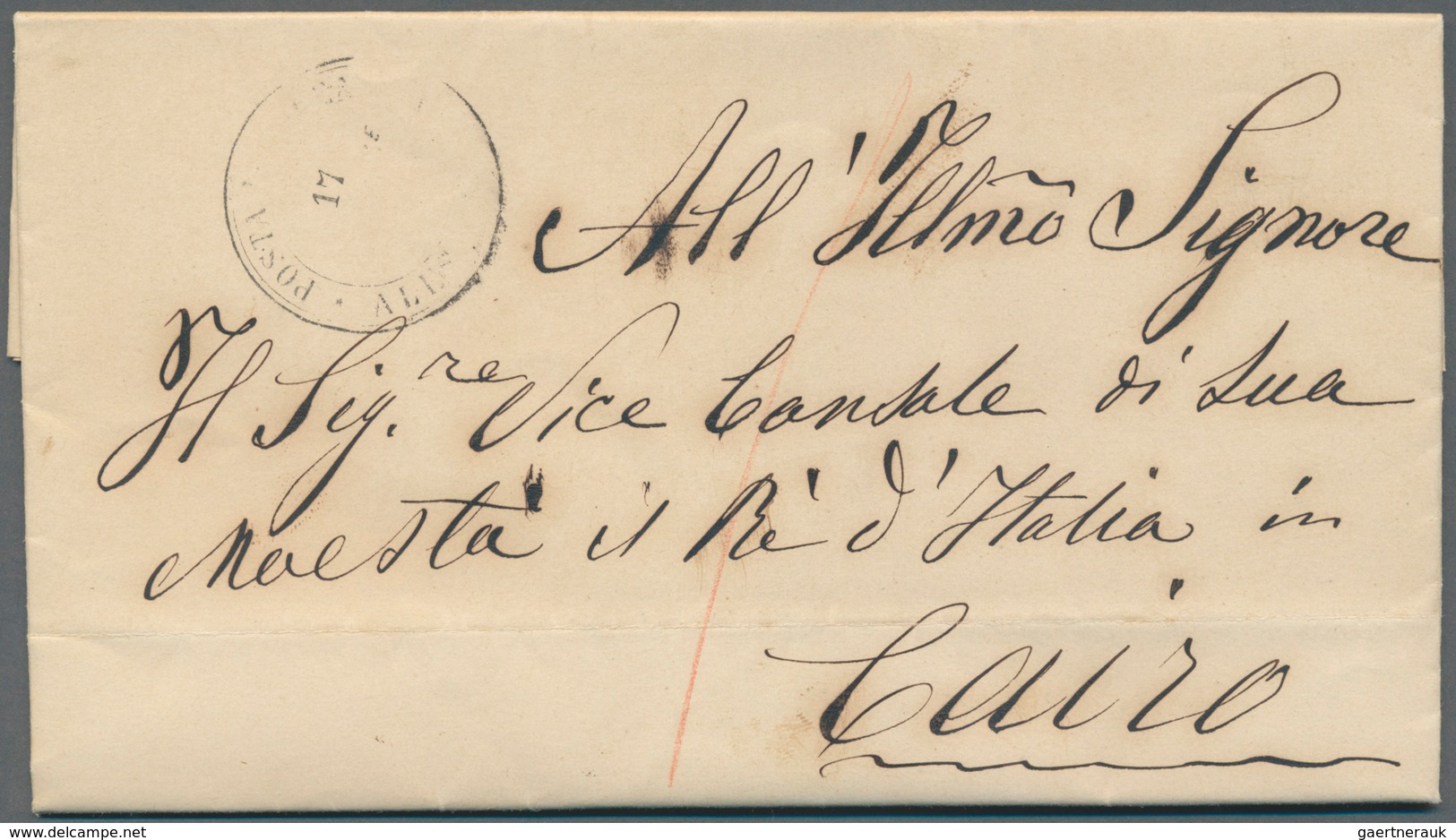 11318 Ägypten: 1862/64, Four entire letters with circled "POSTA EUROPEA" datestamps, 1861 from Alexandria