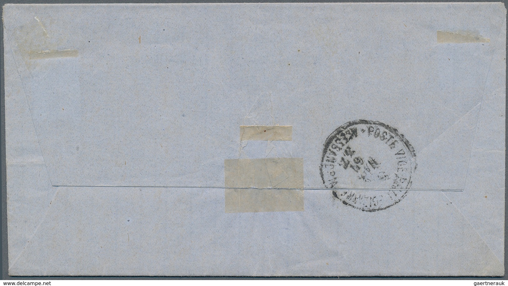 11325 Ägypten: 1866, Folded Letter Bearing 1 Pia Lilac, Sent With Blue Cds "CAIRO 8 MAG 67" To Alessandria - 1915-1921 Protectorat Britannique