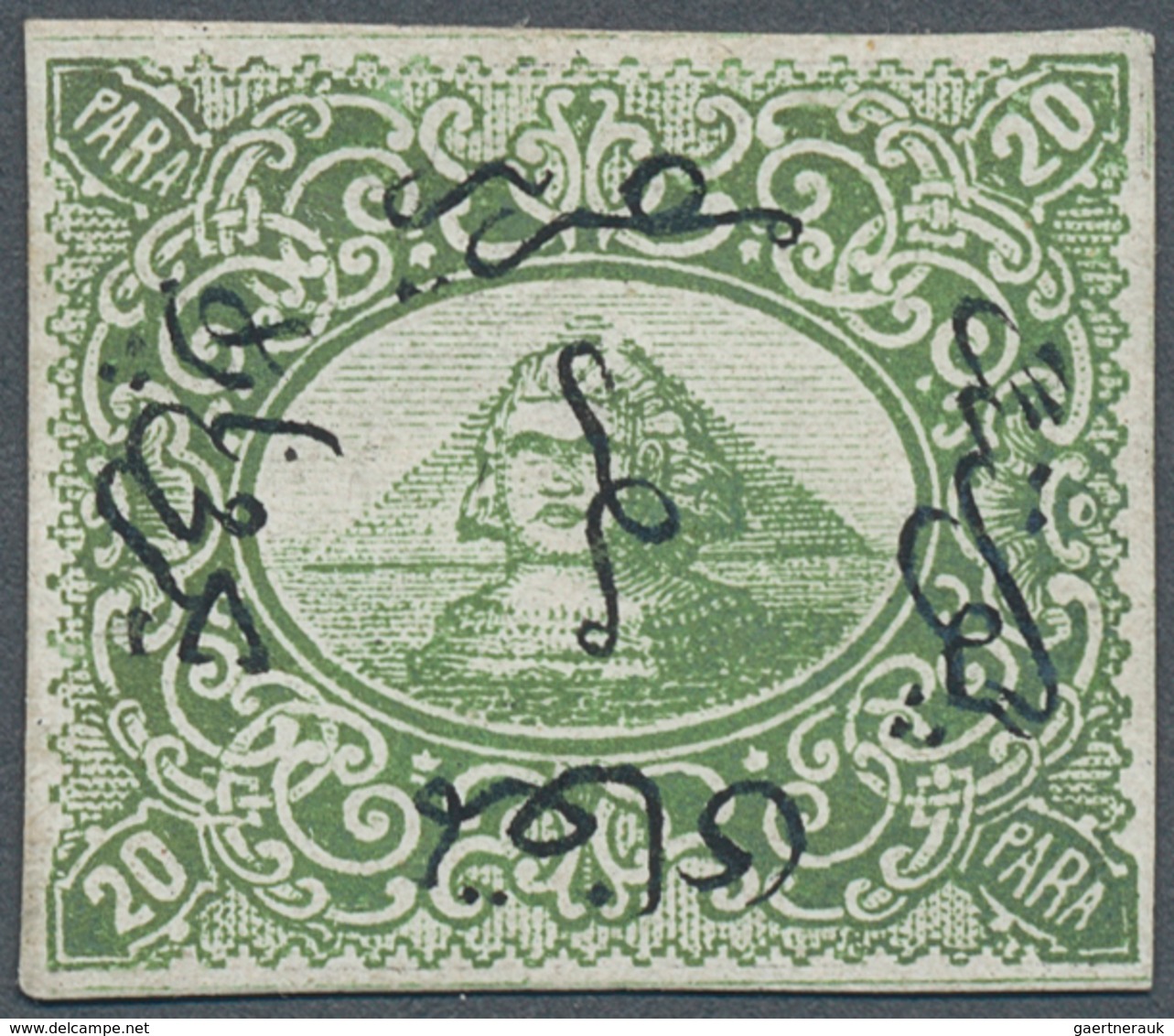 11333 Ägypten: 1869 'Sphinx & Pyramid' Essay For A 20pa. Value, With Surcharge In Black Similar To First I - 1915-1921 Protectorat Britannique