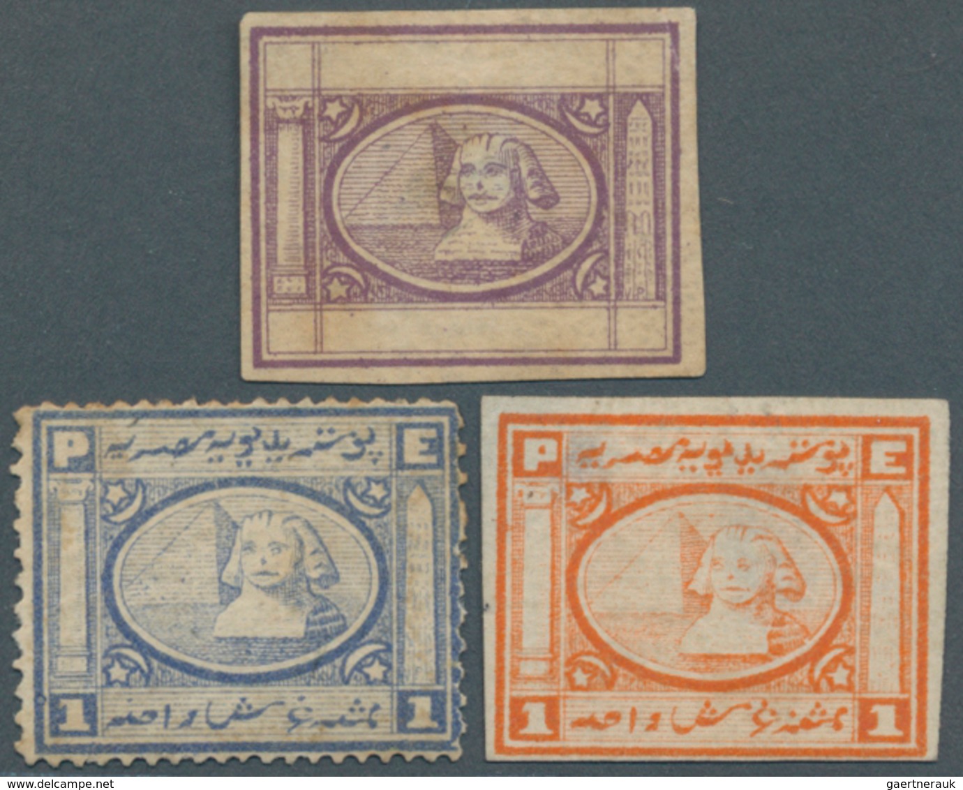 11336 Ägypten: 1871 Three Essays For The 3rd Issue By Penasson, Alexandria With Imperf Essay In Violet (no - 1915-1921 Britischer Schutzstaat