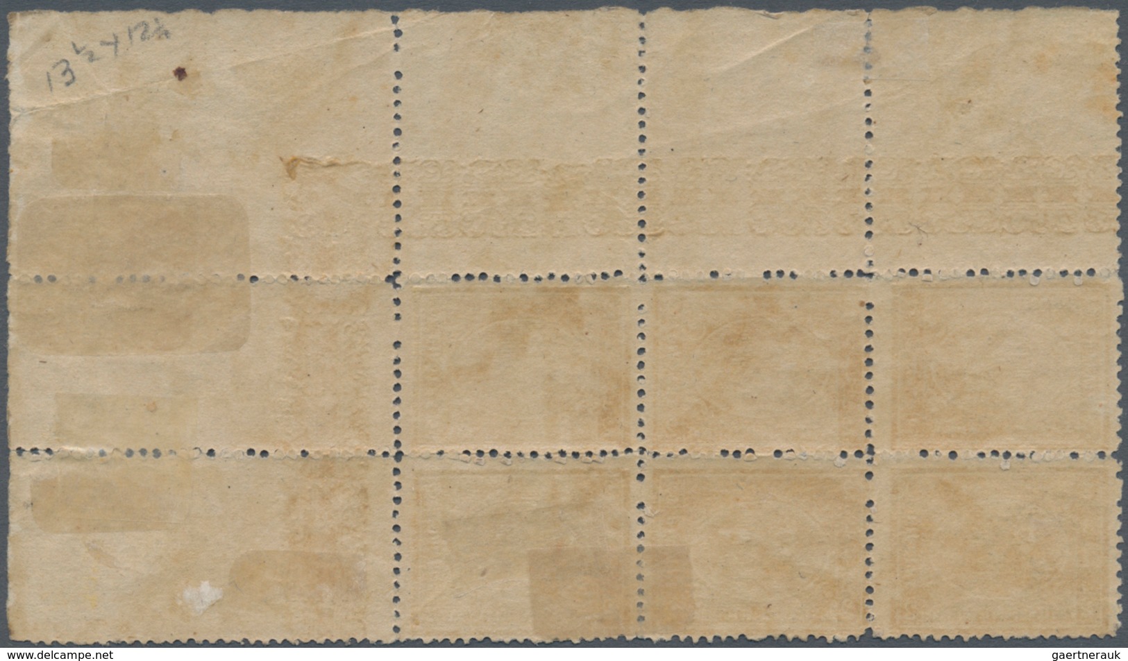 11352 Ägypten: 1874 Third Issue (2nd "Bulâg" Printing) 2pi. Yellow Top Right Corner Block Of Six, Perf 13½ - 1915-1921 Protectorat Britannique