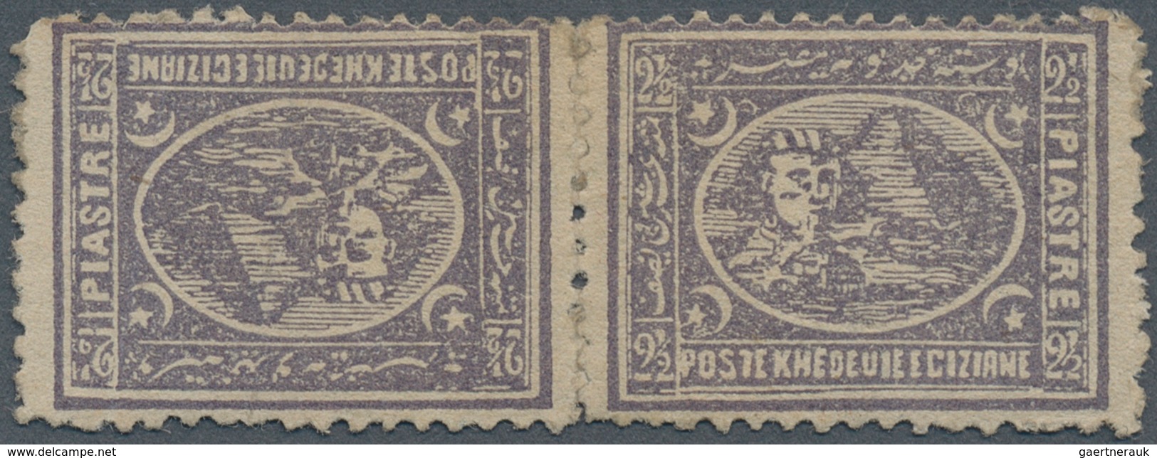 11353 Ägypten: 1874 Third Printing (2nd "Bulâq" Issue) 2½pi. Violet, Perf 12½ X 13¼, HORIZONTAL TÊTE-BÊCHE - 1915-1921 Britischer Schutzstaat