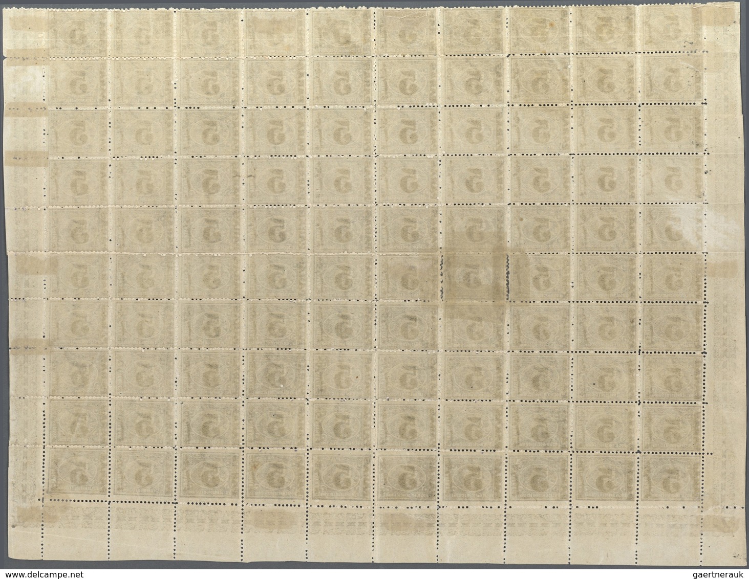 11368 Ägypten: 1879, 5 Paras On 2 1/2 Pia. Dull Violet, Half Sheet Of 100 Stamps With Margins, Stamp At Po - 1915-1921 Protectorat Britannique