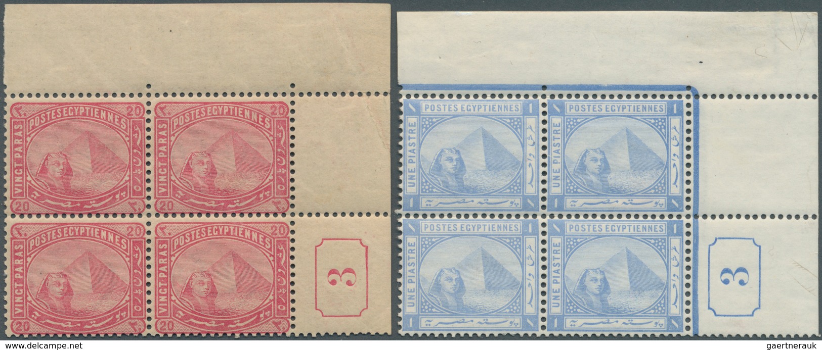 11370 Ägypten: 1879/1884, Pyramides Four Different Values Incl. 5pa. Brown, 10pa. Green, 20pa. Bright Rose - 1915-1921 Britischer Schutzstaat