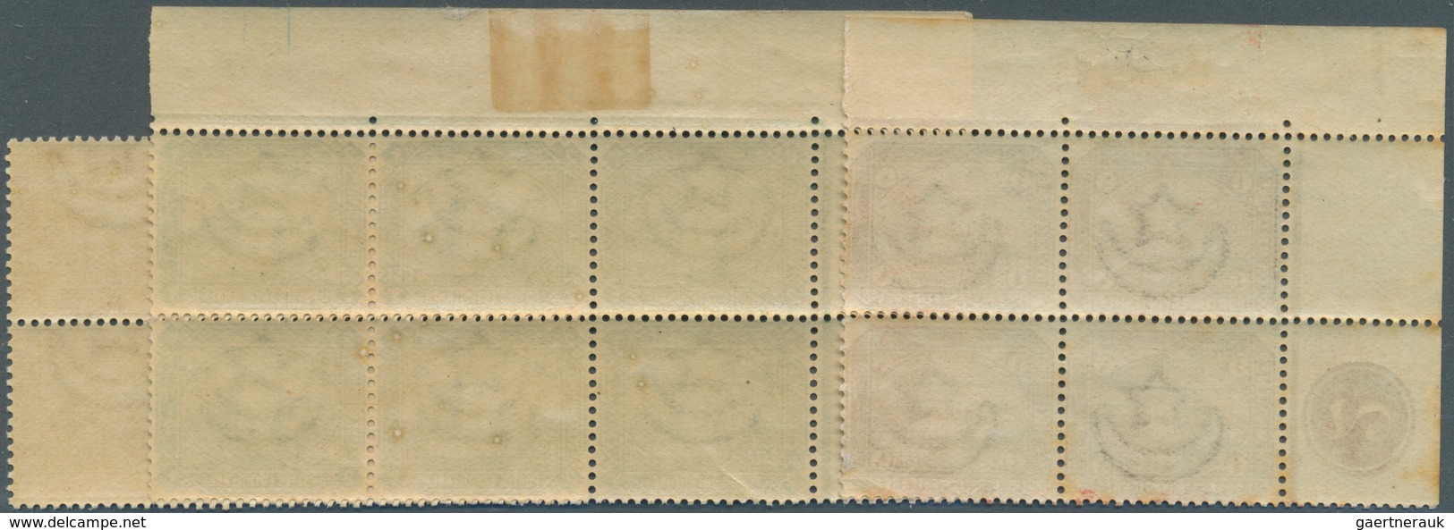 11372 Ägypten: 1888/1906, Pyramides Six Different Values In Marginal Or Corner Blocks Of Four (2m. Block/6 - 1915-1921 Protectorat Britannique