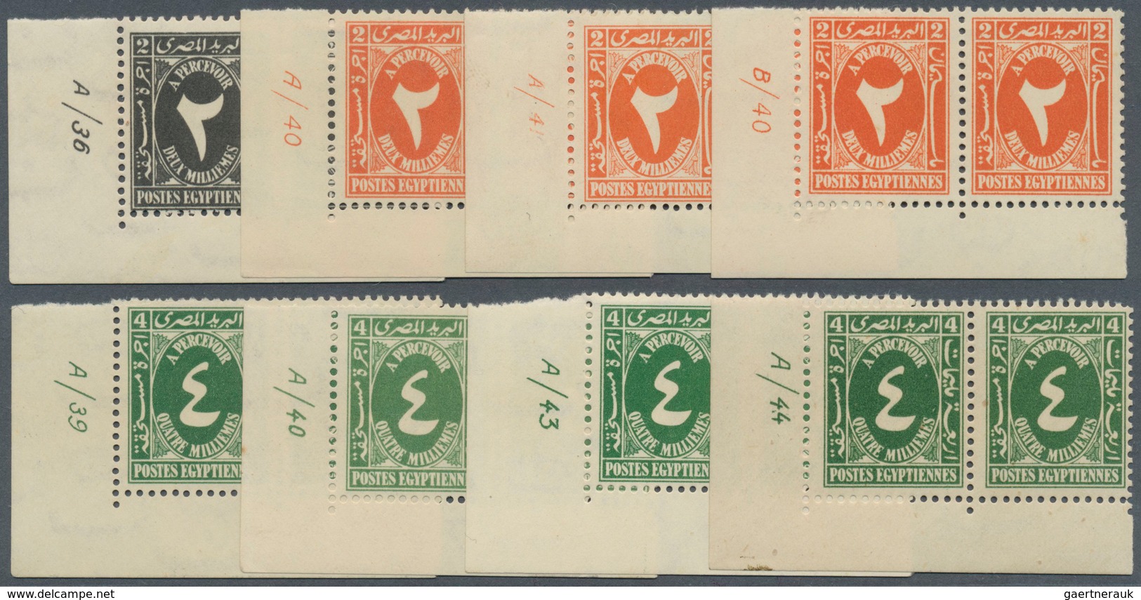 11493 Ägypten - Portomarken: 1927/1941, Postage Dues 'numeral In Arab Script' Nine Different Values In 23 - Sonstige & Ohne Zuordnung