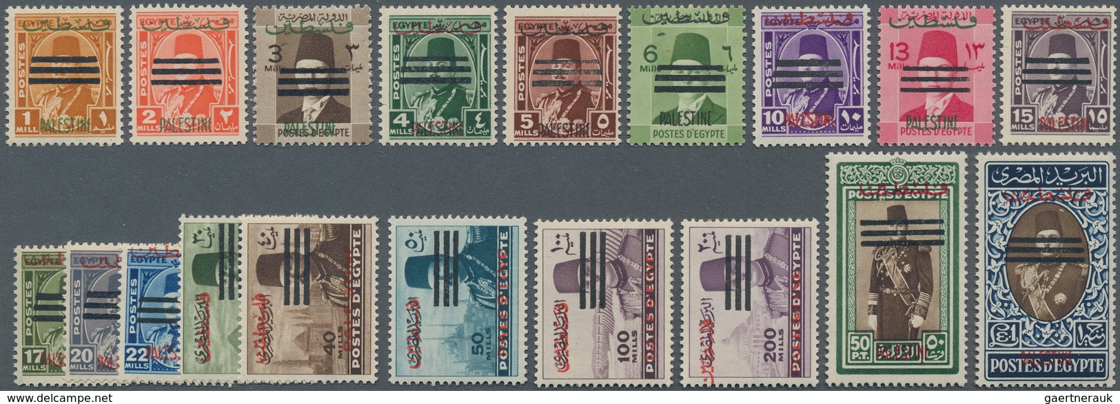 11497 Ägypten - Besetzung Von Palästina: 1953 Farouk With Three Overprinted Bars Over Kings Face And Red I - Sonstige & Ohne Zuordnung