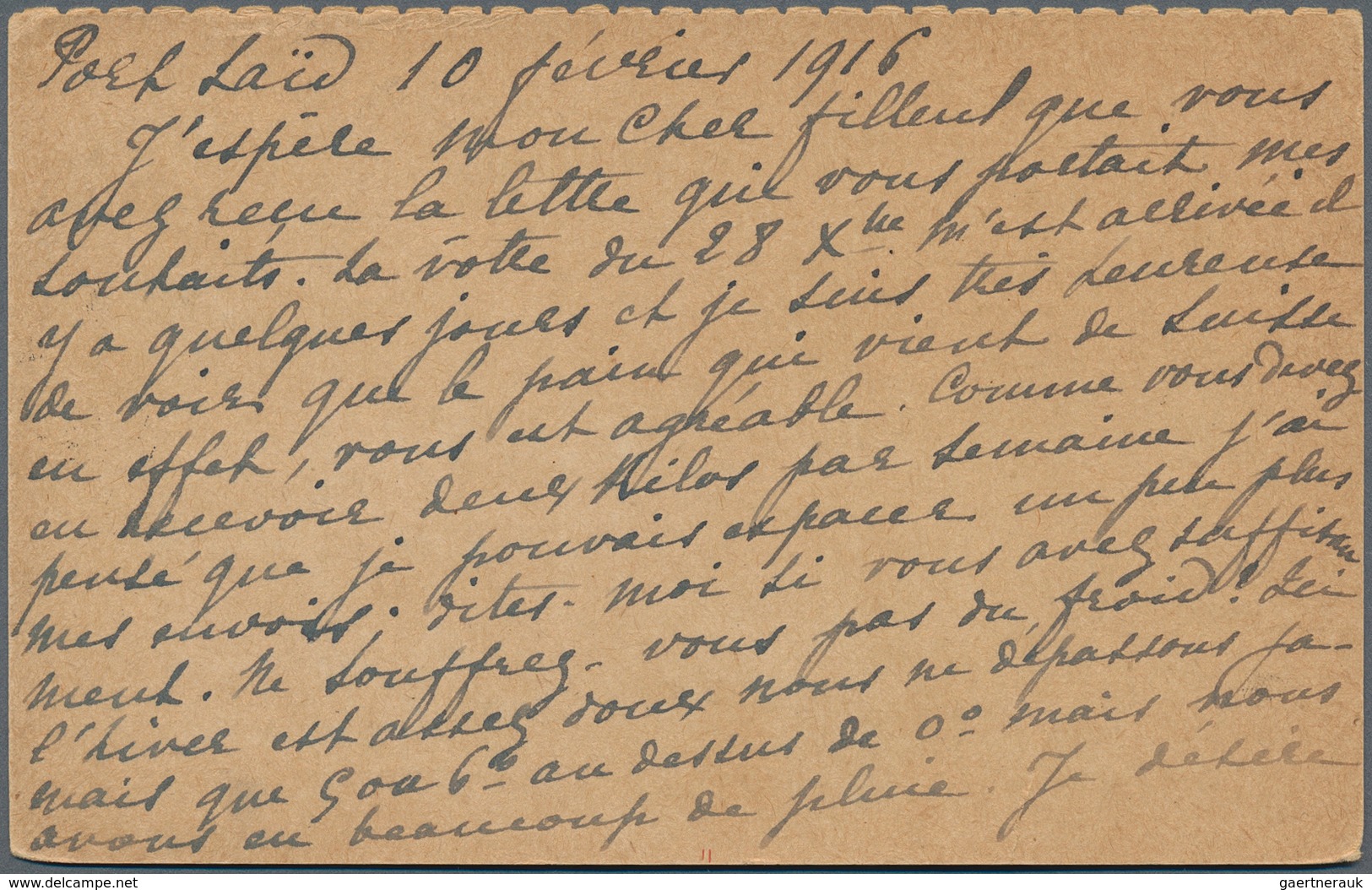 11501 Ägypten - Ganzsachen: 1916, 4 Mill Red Postal Stationery Reply Card, Question-part Sent From PORT-SA - Autres & Non Classés