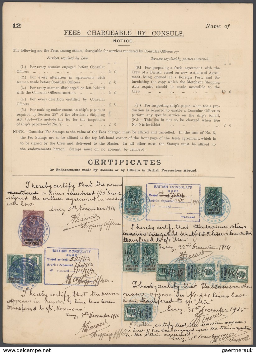 11514 Ägypten - Besonderheiten: 1901/1914-15, Certificate Issued At The British Consulate In Cairo 8th Jun - Altri & Non Classificati