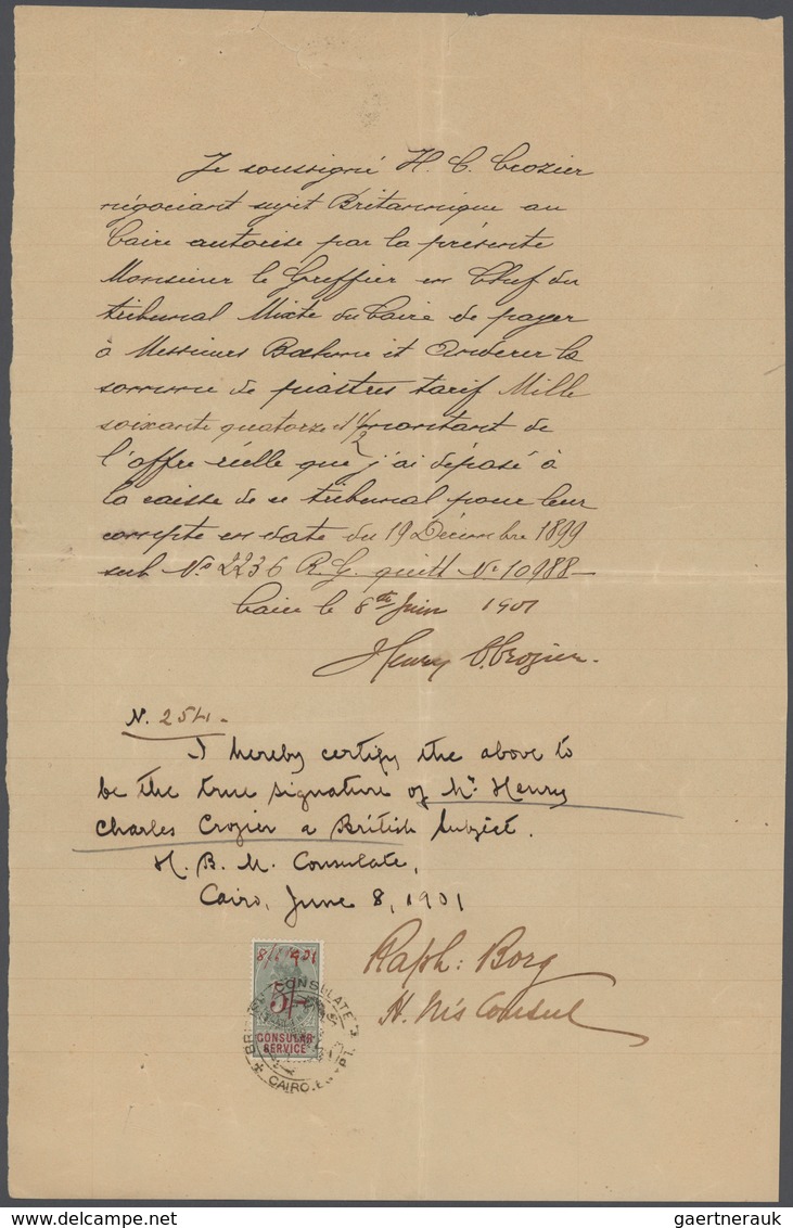 11514 Ägypten - Besonderheiten: 1901/1914-15, Certificate Issued At The British Consulate In Cairo 8th Jun - Altri & Non Classificati