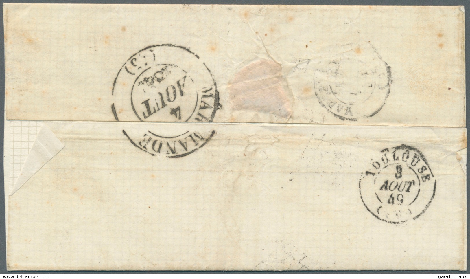 11538 Algerien: 1849. France 20c Cérès On Cover With Grid Cancel And Postmark "Alger 28 JUL 49". - Algeria (1962-...)