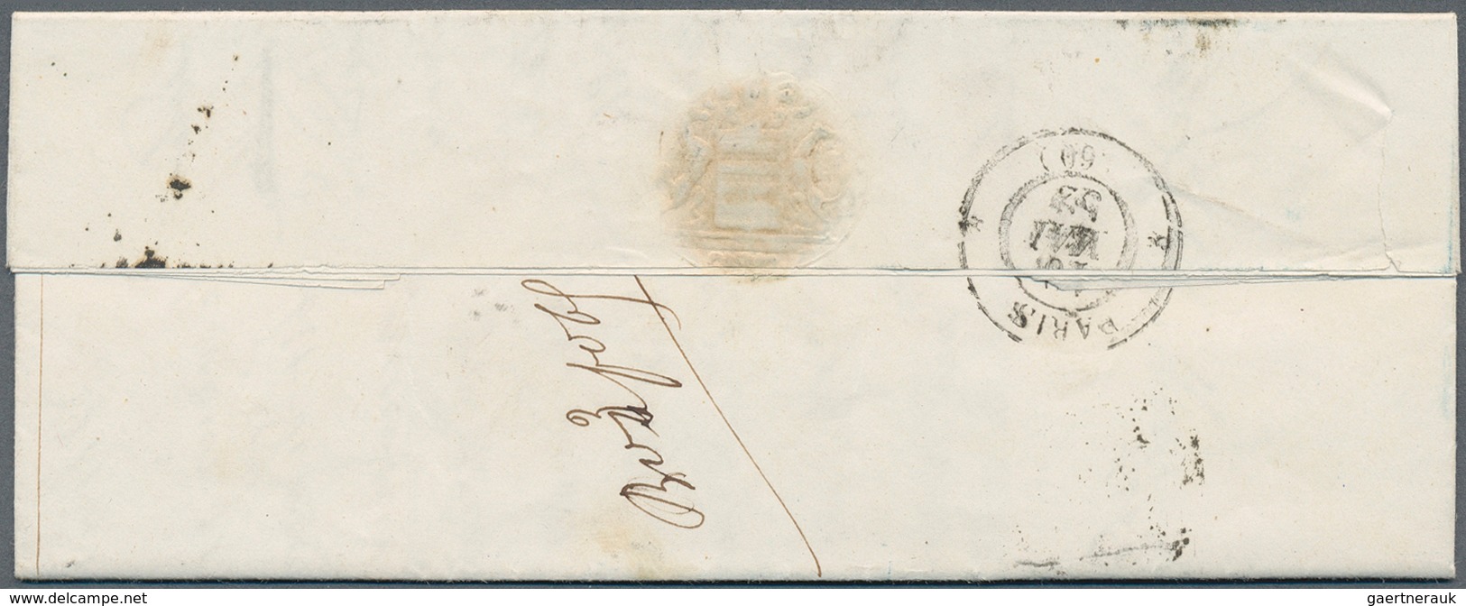 11539 Algerien: 1850, France 25 C Blue Ceres, 3 Margins, Left Side Even Touched, Tied By Numeral Cancel "3 - Algerien (1962-...)