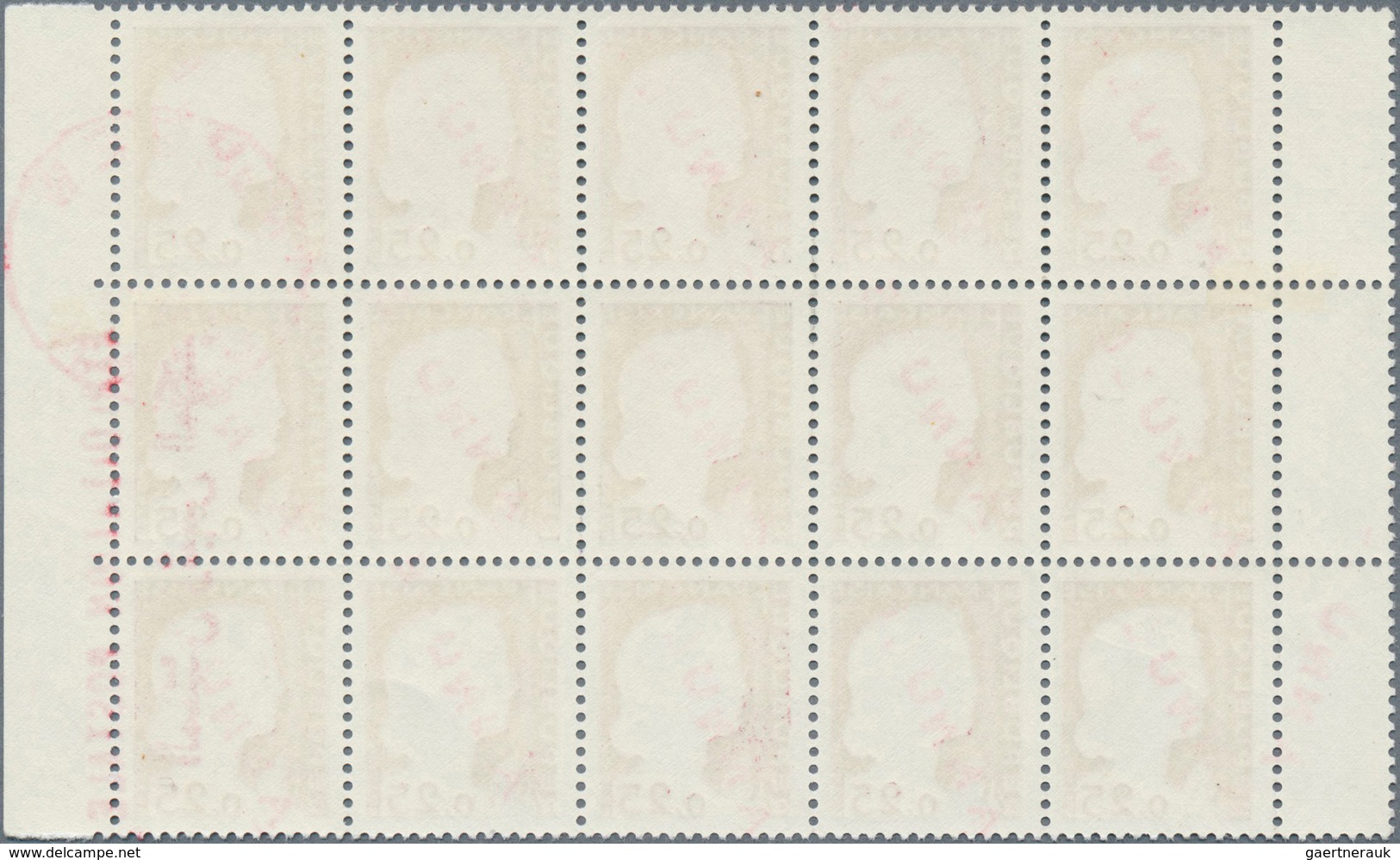 11568 Algerien: 1960. Block Of 15 "Decaris 0.25", Each Stamp Overprinted "ANNULÉ". Mint, NH. - Algerien (1962-...)