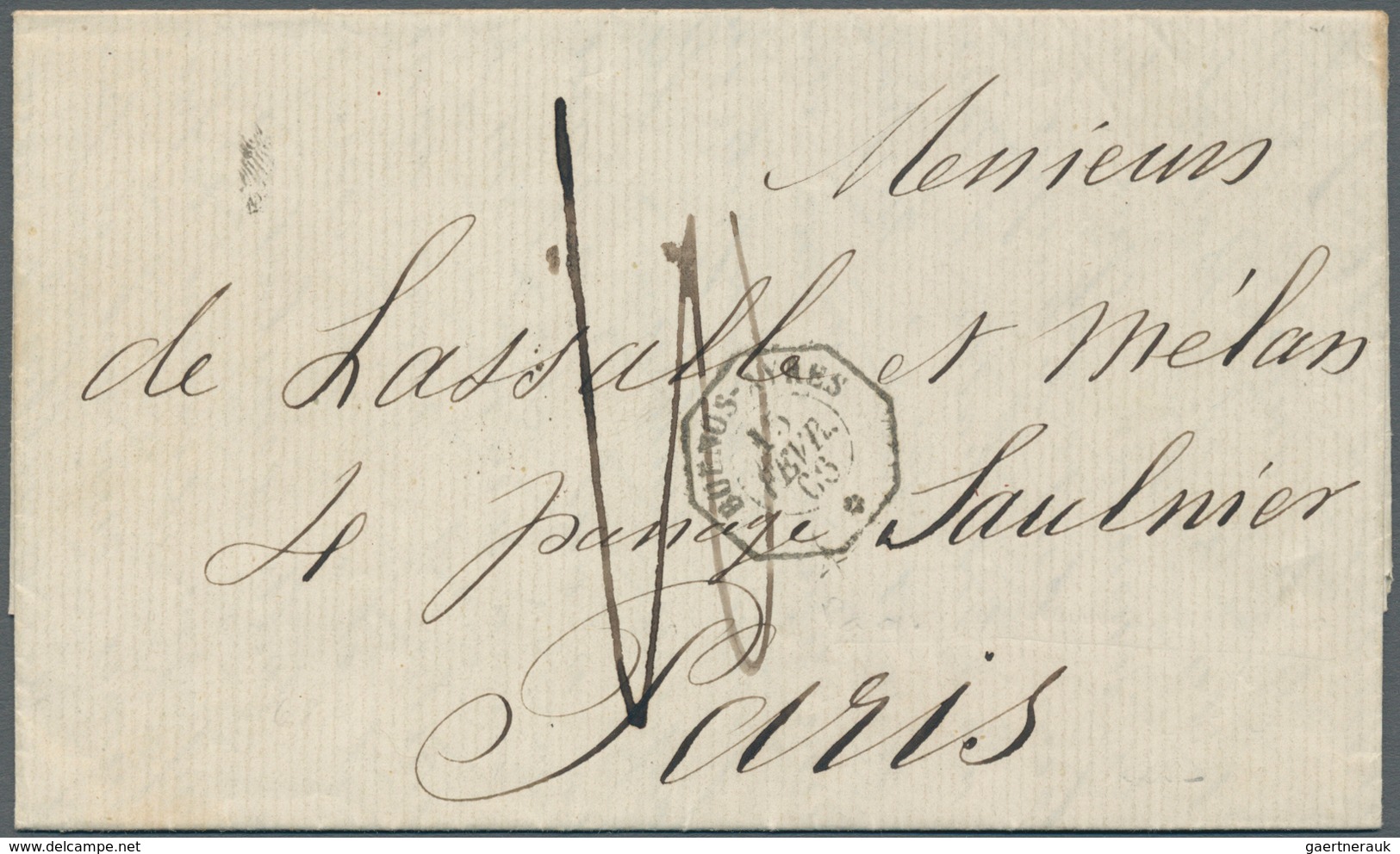 11584 Argentinien - Vorphilatelie: 1866, Complete Folded Letter Cover From Buenos Aires, On The Frontside - Vorphilatelie