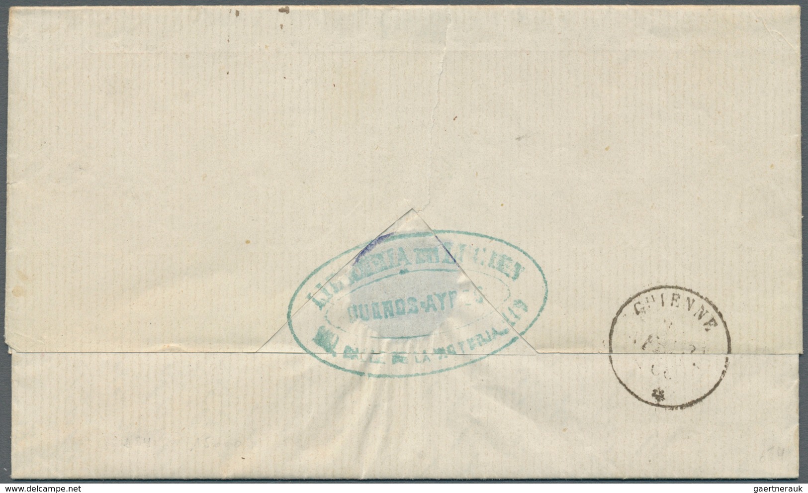 11584 Argentinien - Vorphilatelie: 1866, Complete Folded Letter Cover From Buenos Aires, On The Frontside - Vorphilatelie