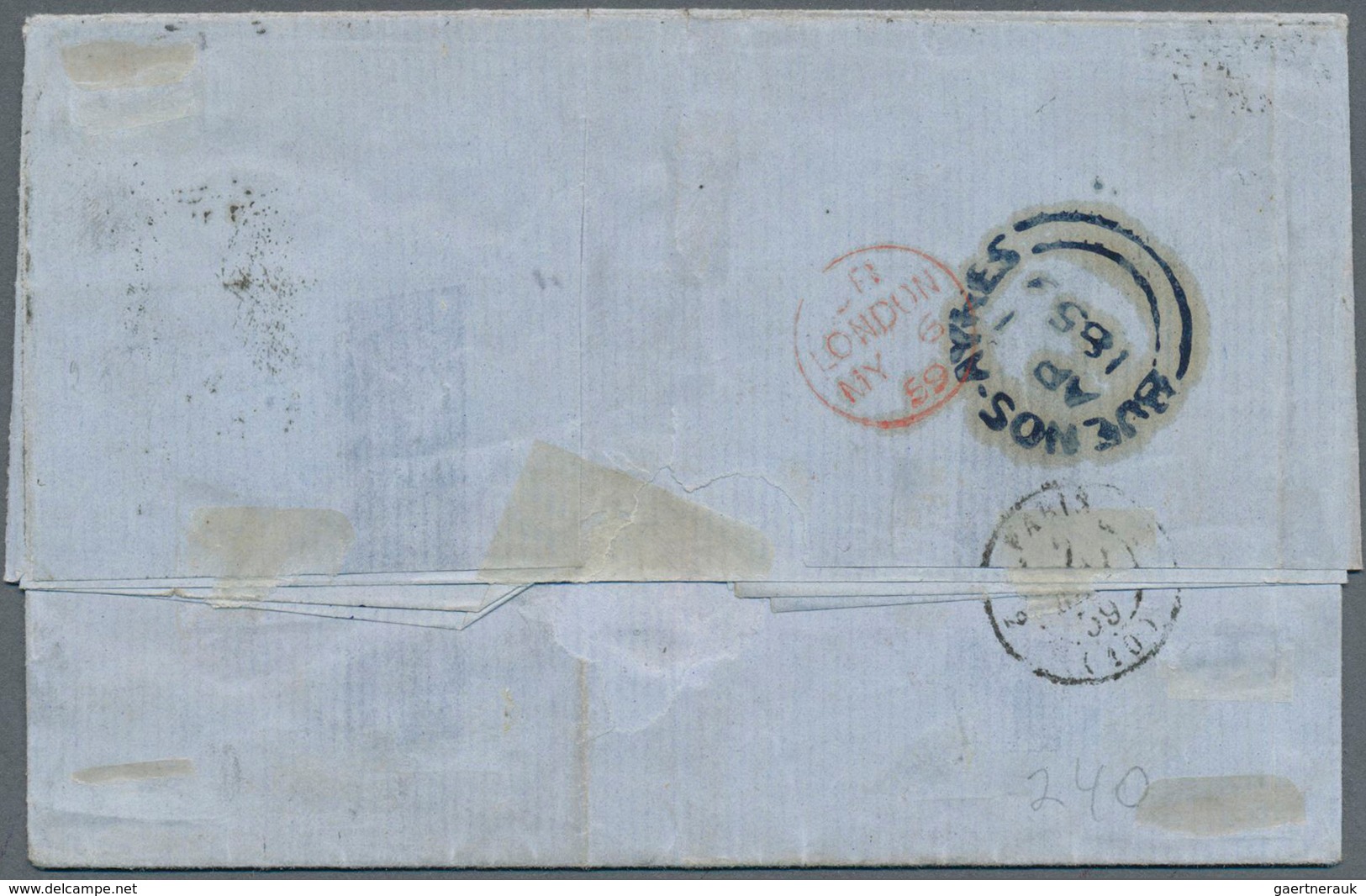 11588 Argentinien: 1859, Buenos Aires, (IN) Ps. Blue Barquito, Horizontal Pair With Large Margins On All S - Sonstige & Ohne Zuordnung