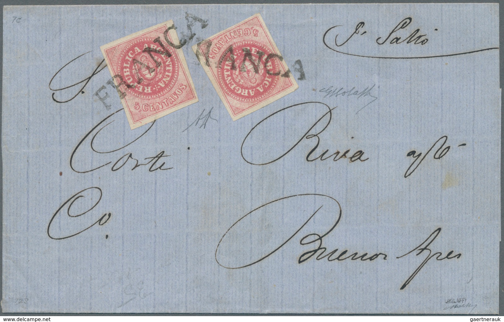 11593 Argentinien: 1862, 5 Centavos Coat Of Arms Without Accent On "U" Of "REPUBLICA", Two Examples With C - Sonstige & Ohne Zuordnung