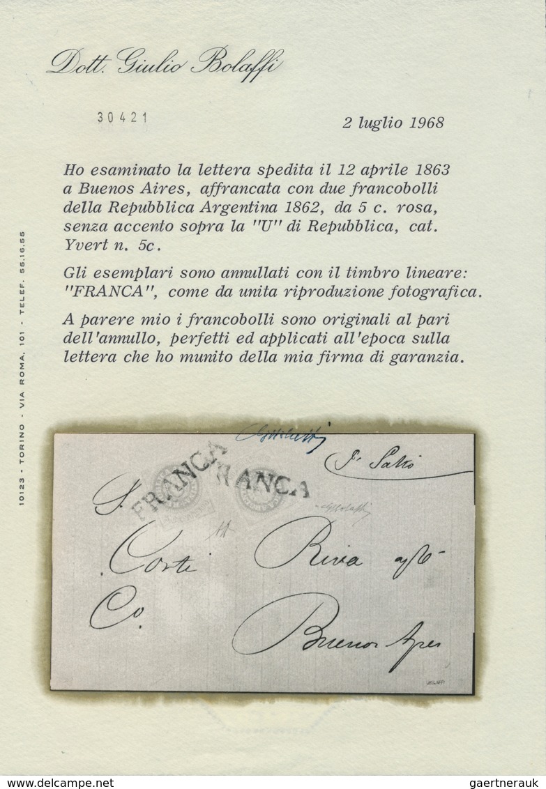 11593 Argentinien: 1862, 5 Centavos Coat Of Arms Without Accent On "U" Of "REPUBLICA", Two Examples With C - Autres & Non Classés