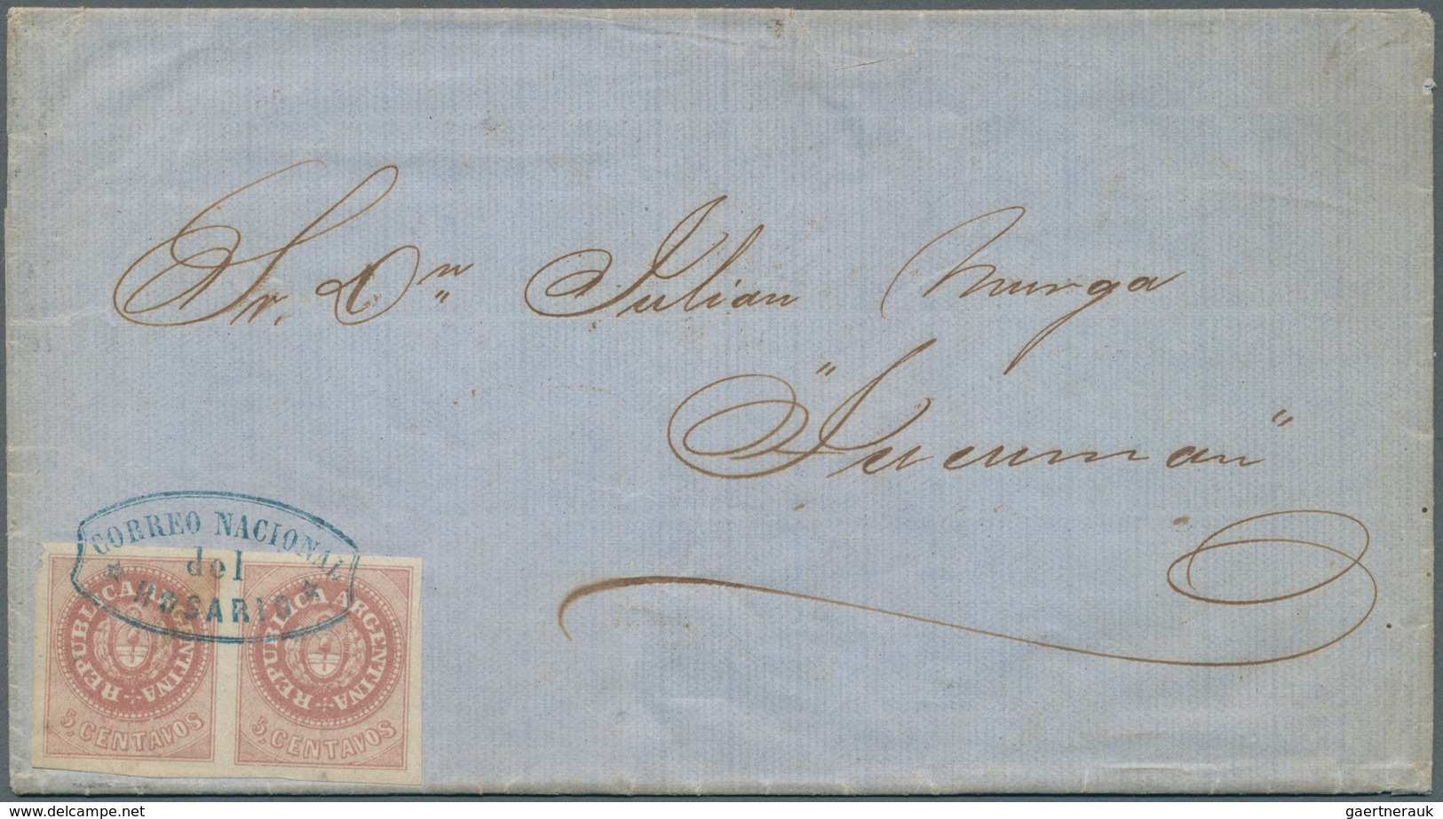 11602 Argentinien: 1863 Entire Letter From Rosario To Tucuman Franked By 1862 5c. Rose, Without Accent, Ho - Autres & Non Classés