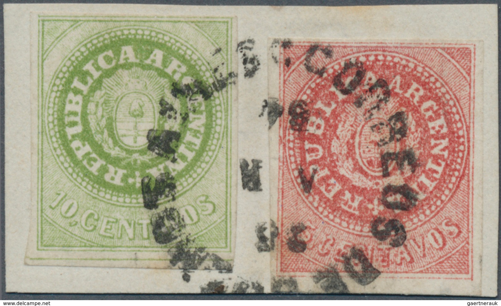11602A Argentinien: 1862, 10c. Green (without Accent) And 5c. Red, (narrow "C"), Both Fresh Colours, Full T - Sonstige & Ohne Zuordnung
