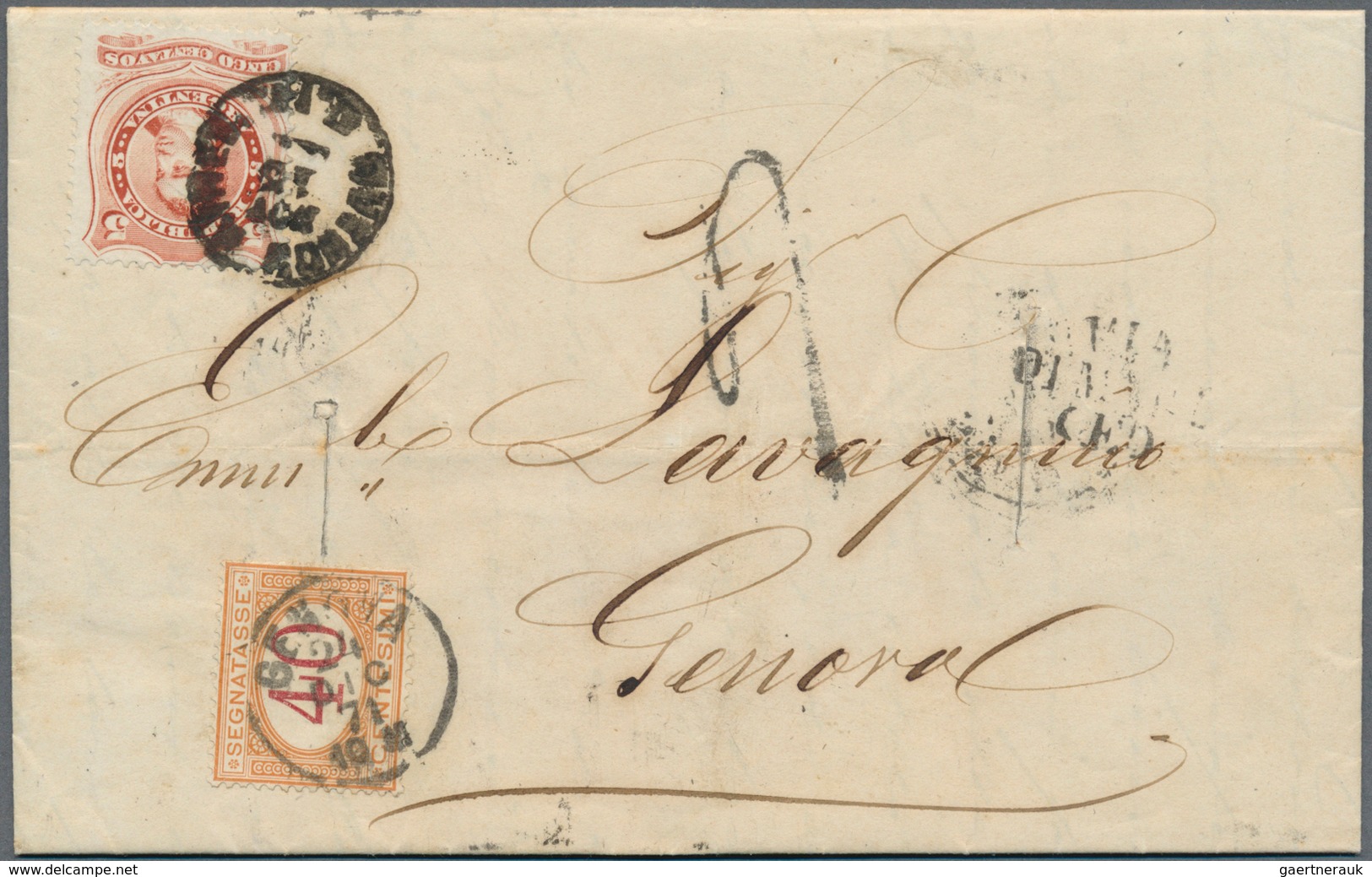 11605G Argentinien: 1871, 5c. Vermillion, Single Franking On (disinfected) Lettersheet With Complete Messag - Autres & Non Classés