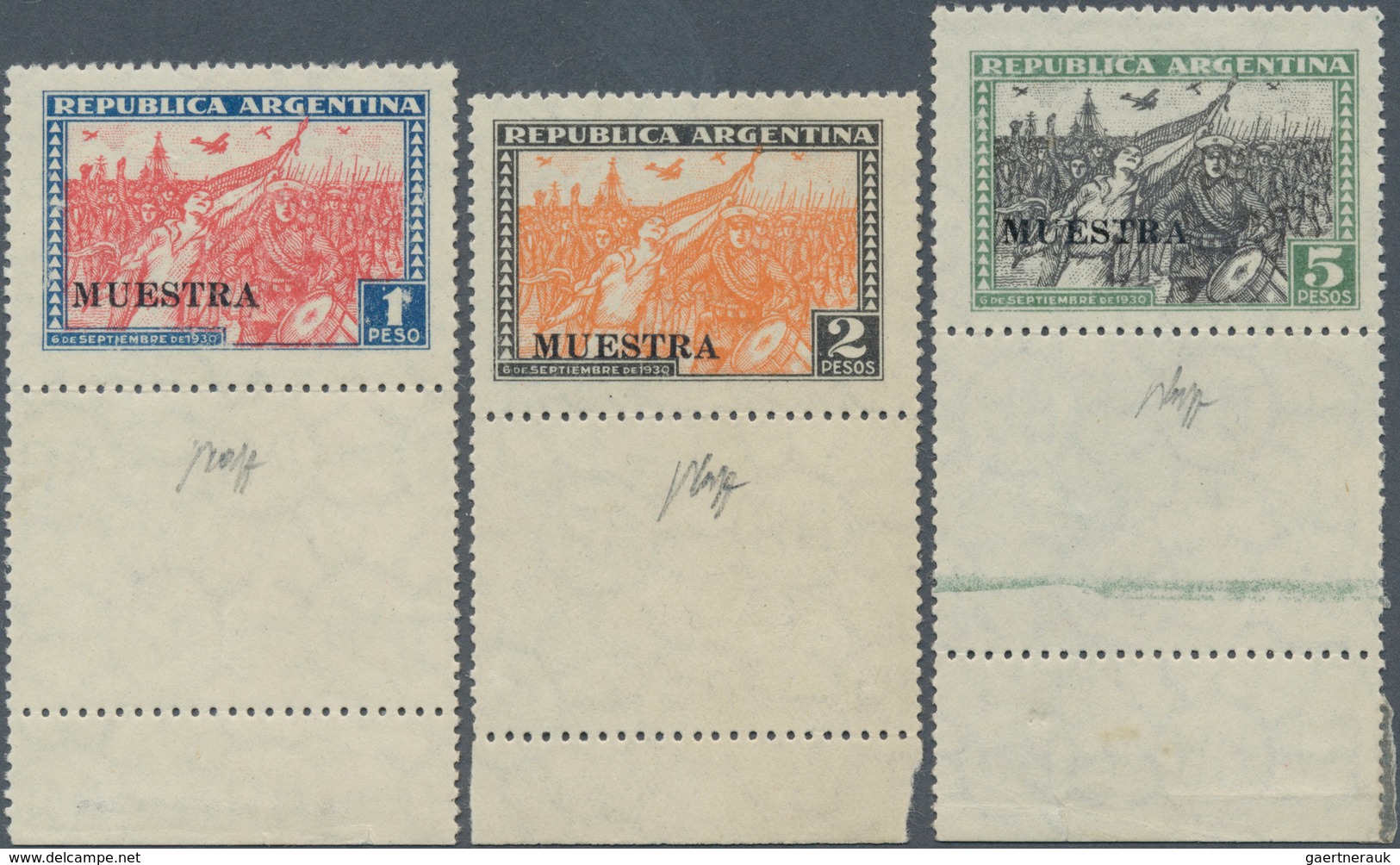 11622 Argentinien: 1930/1931, Revolution Issue Complete Set Of 25 Values With Black Opt. MUESTRA Incl. The - Autres & Non Classés