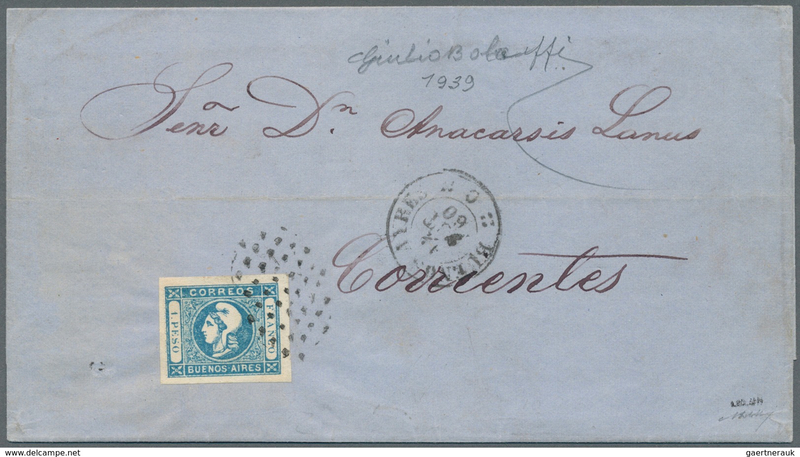 11627 Argentinien - Provinzen: Buenos Aires: 1859, BUENOS AIRES, 1 P. Localissue On Folded Letter Sheet Ti - Buenos Aires (1858-1864)