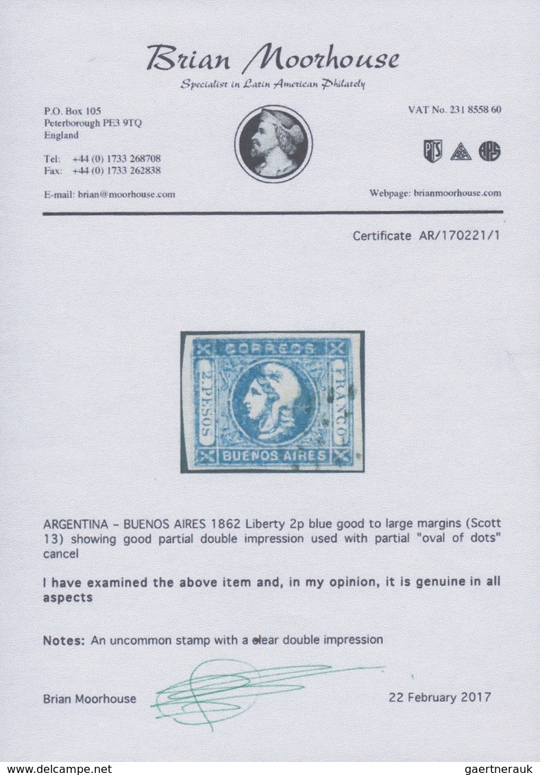 11631 Argentinien - Provinzen: Buenos Aires: 1862, Liberty Head 2 Pesos Blue, Clear Double Print In Upper - Buenos Aires (1858-1864)