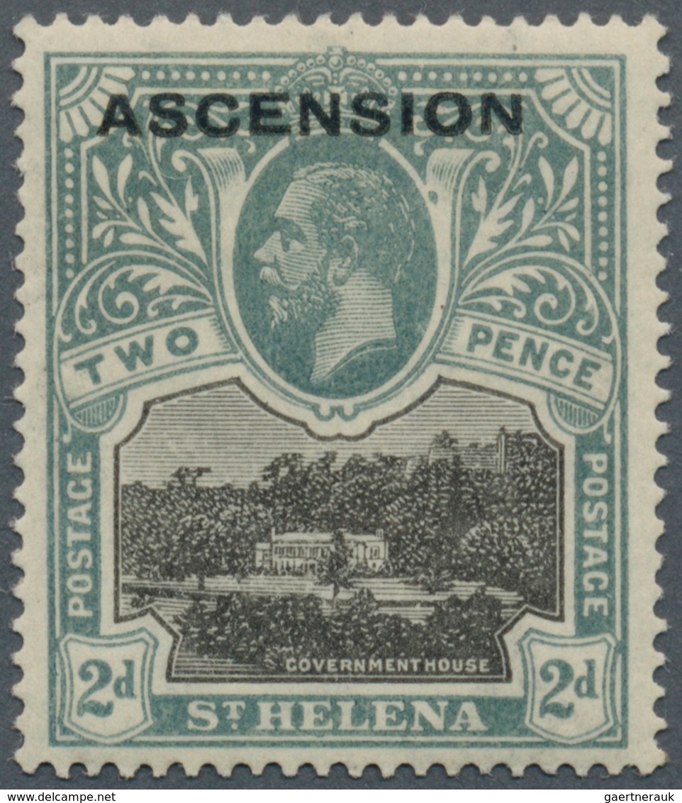 11635 Ascension: 1922, Definitive Of St. Helena 2d. Black/grey With ASCENSION Opt. And Plate Flaw 'BLOT ON - Ascensione