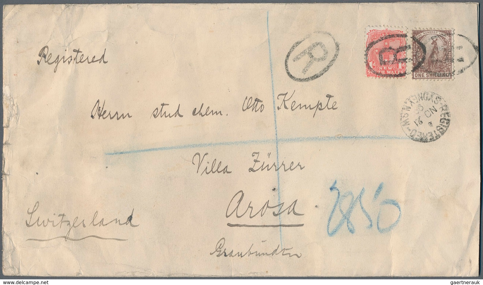 11643 Neusüdwales: 1899 (21.11.), Registered Cover Bearing 1s. Kangaroo And 1d. Coat Of Arms Used With Ova - Briefe U. Dokumente