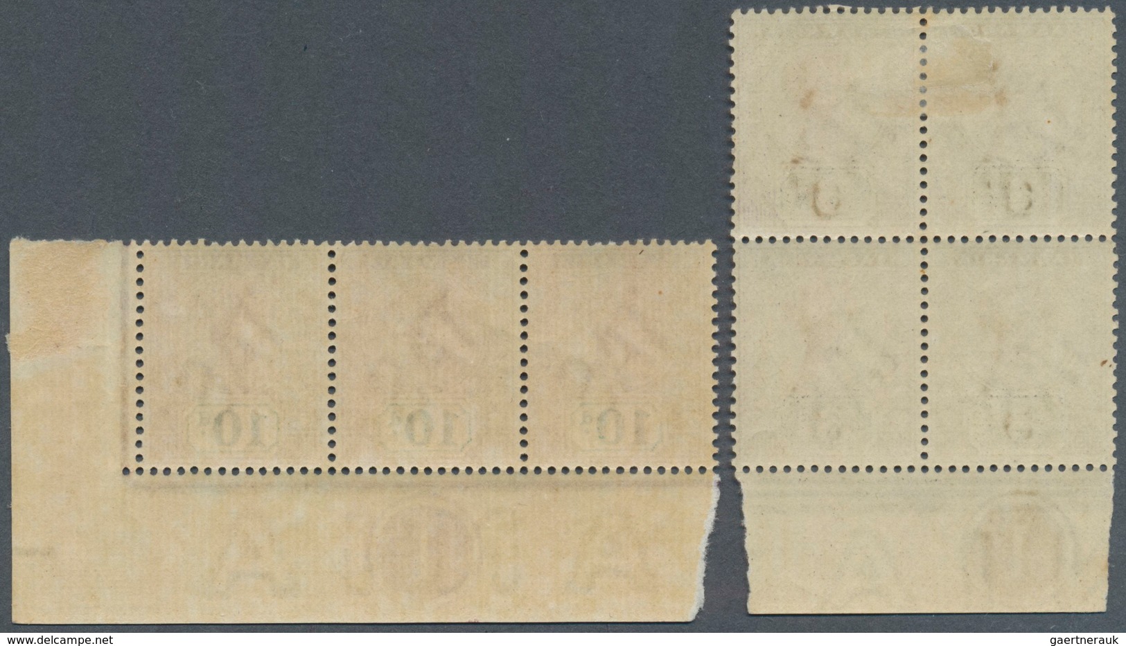 11657 Tasmanien: 1892/1899, QV Tablets 6d. Violet/black Block Of Four And 10d. Purple-lake/deep Green Hori - Lettres & Documents