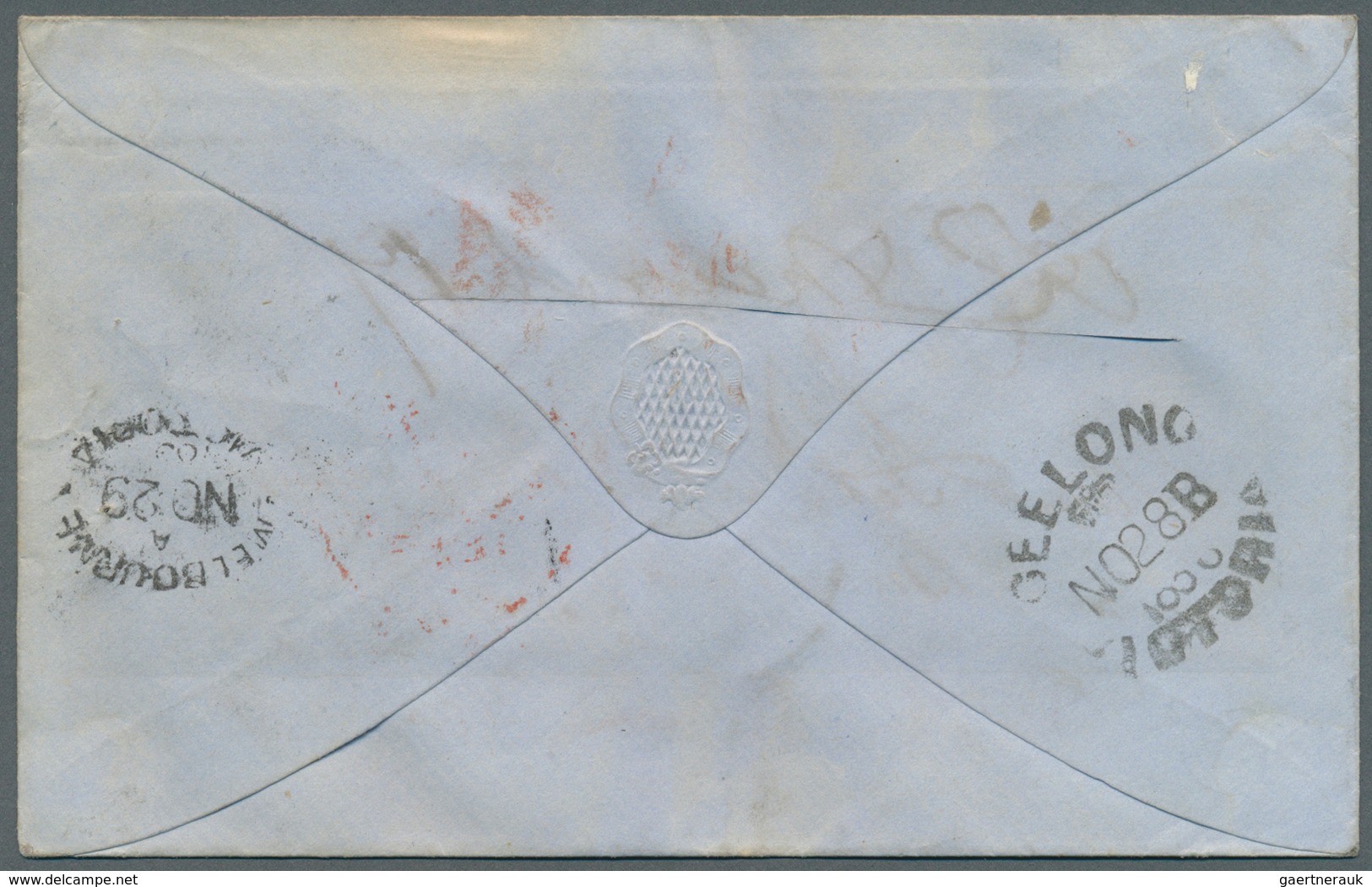 11665 Victoria: 1855/1856, one folded entire, two small covers and one cover front each bearing woodblocks