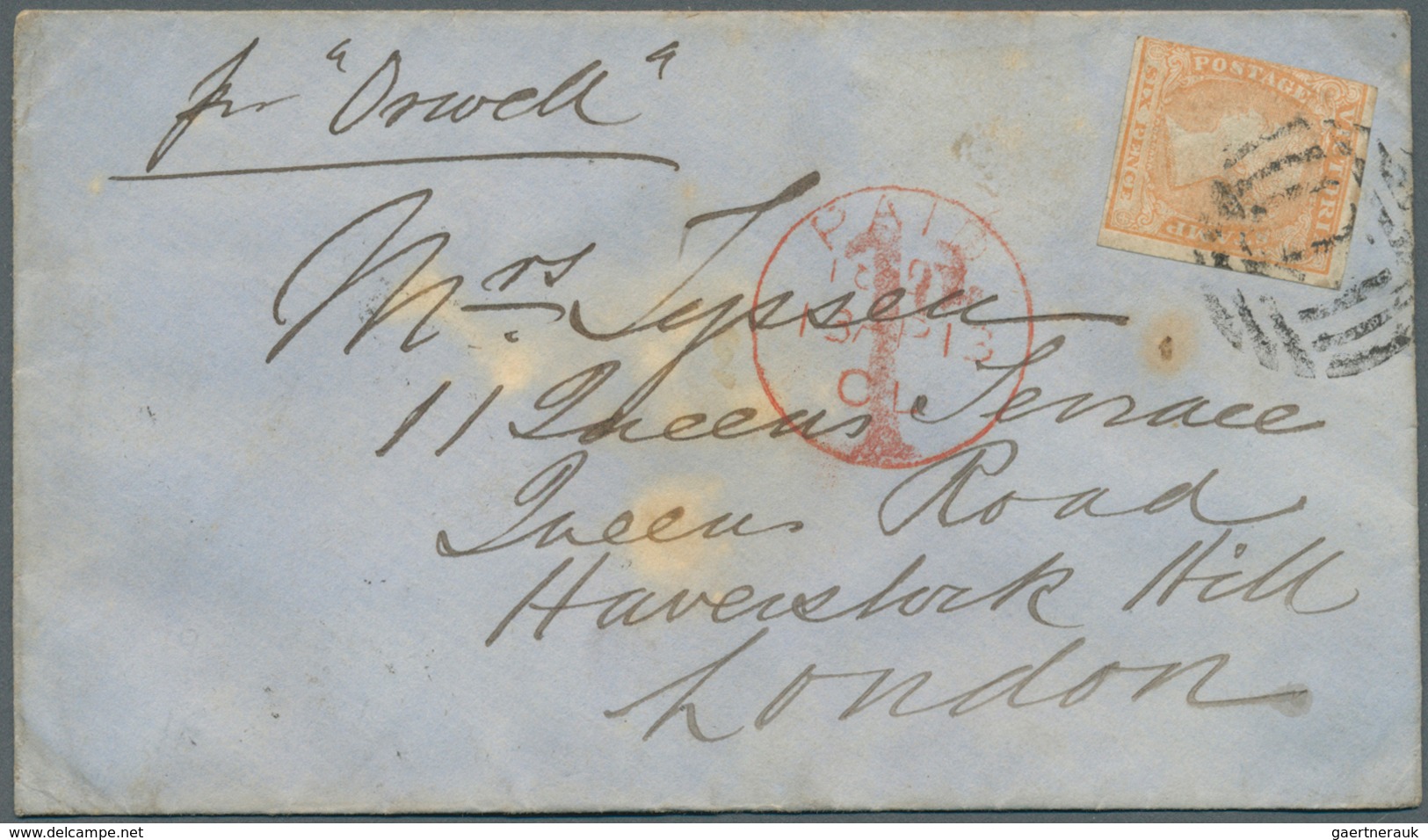 11666 Victoria: 1855/1856, four covers and one folded entire each bearing woodblocks 6d dull orange (mixed