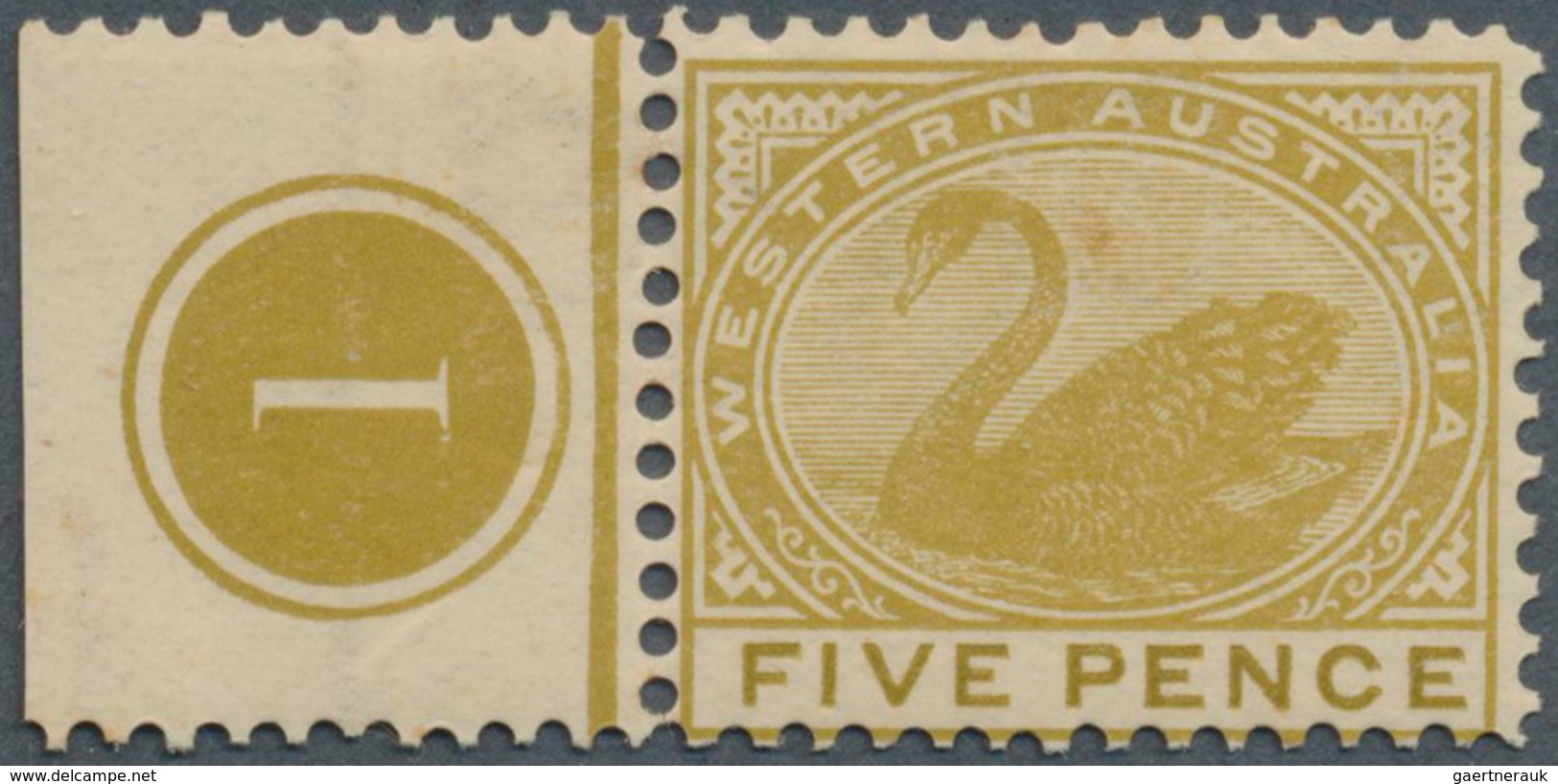 11681 Westaustralien: 1905, Black Swan 5d. Bistre With Wmk. V Over Crown Perf. 12½ X 12 From Left Margin W - Lettres & Documents