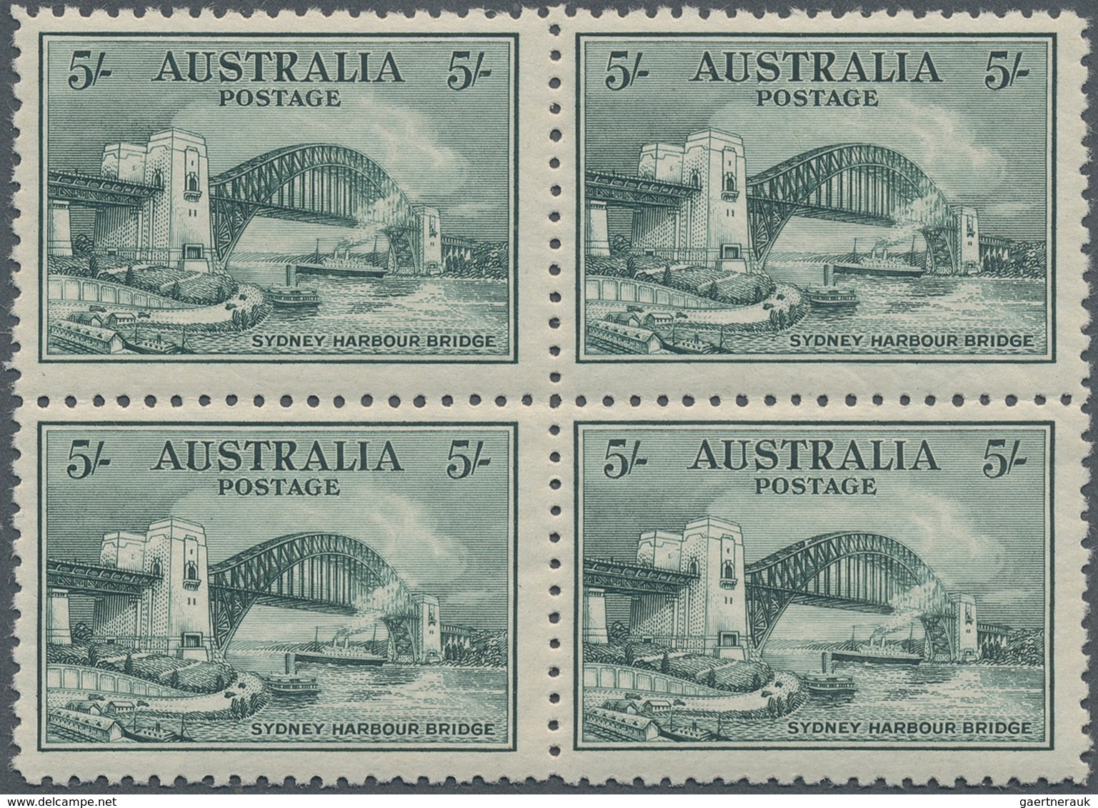 11688 Australien: 1932, 5 Shilling "Sydney Habour Bridge" Deep-green In A Mint Never Hinged BLOCK-OF-FOUR - Sonstige & Ohne Zuordnung