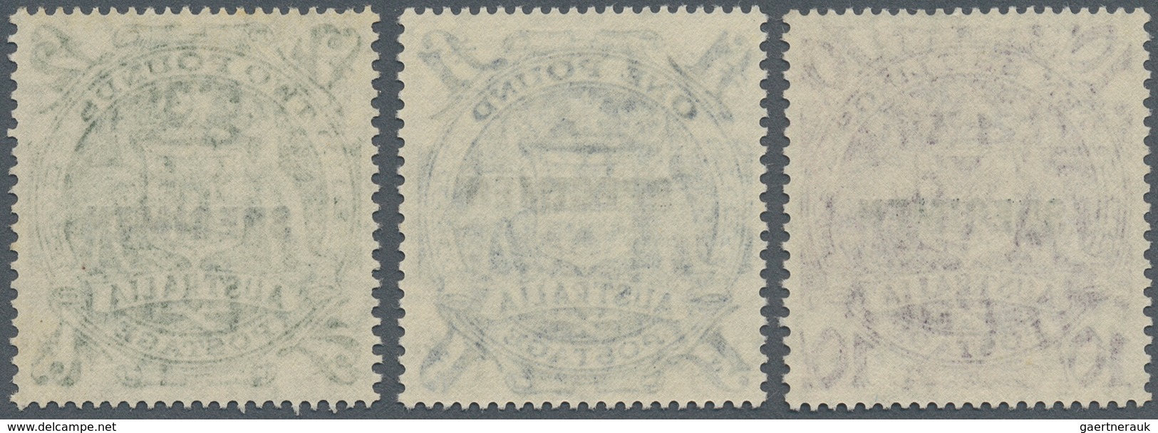 11696 Australien: 1948, Coat Of Arms 10 Sh. To 2 £ With Imprint "SPECIMEN", Three Perfect Perforated And M - Autres & Non Classés