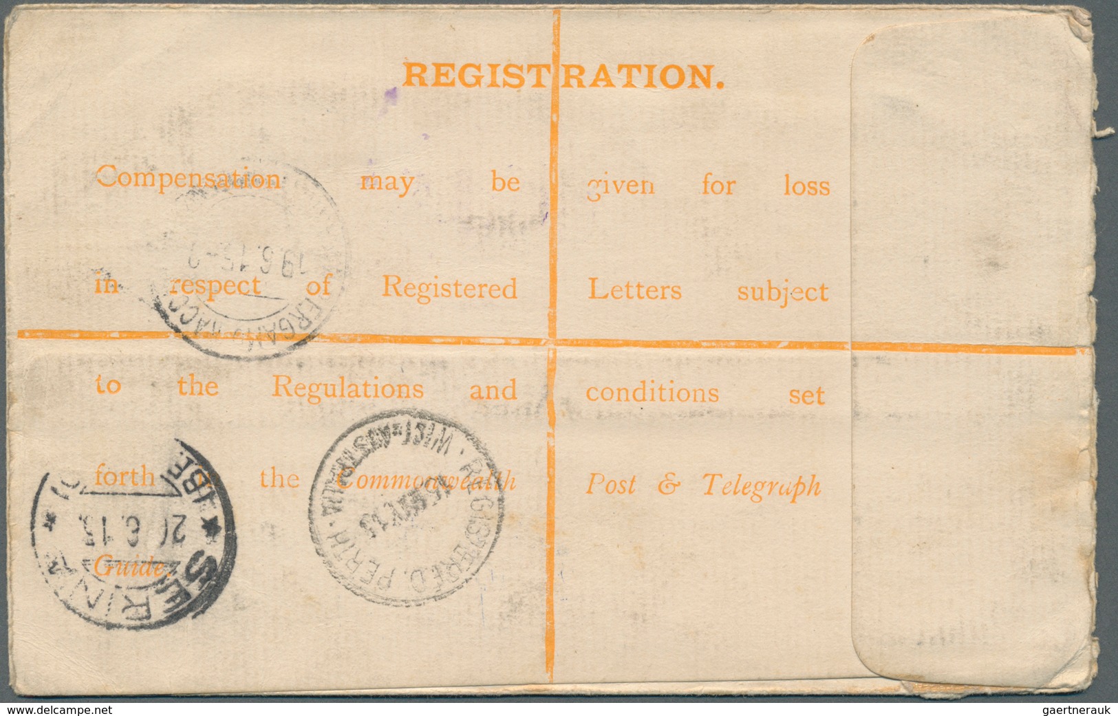 11697 Australien - Ganzsachen: 1915 (14.5.), Registered Letter Kangaroo 4d. Orange Uprated With Kangaroo 2 - Ganzsachen