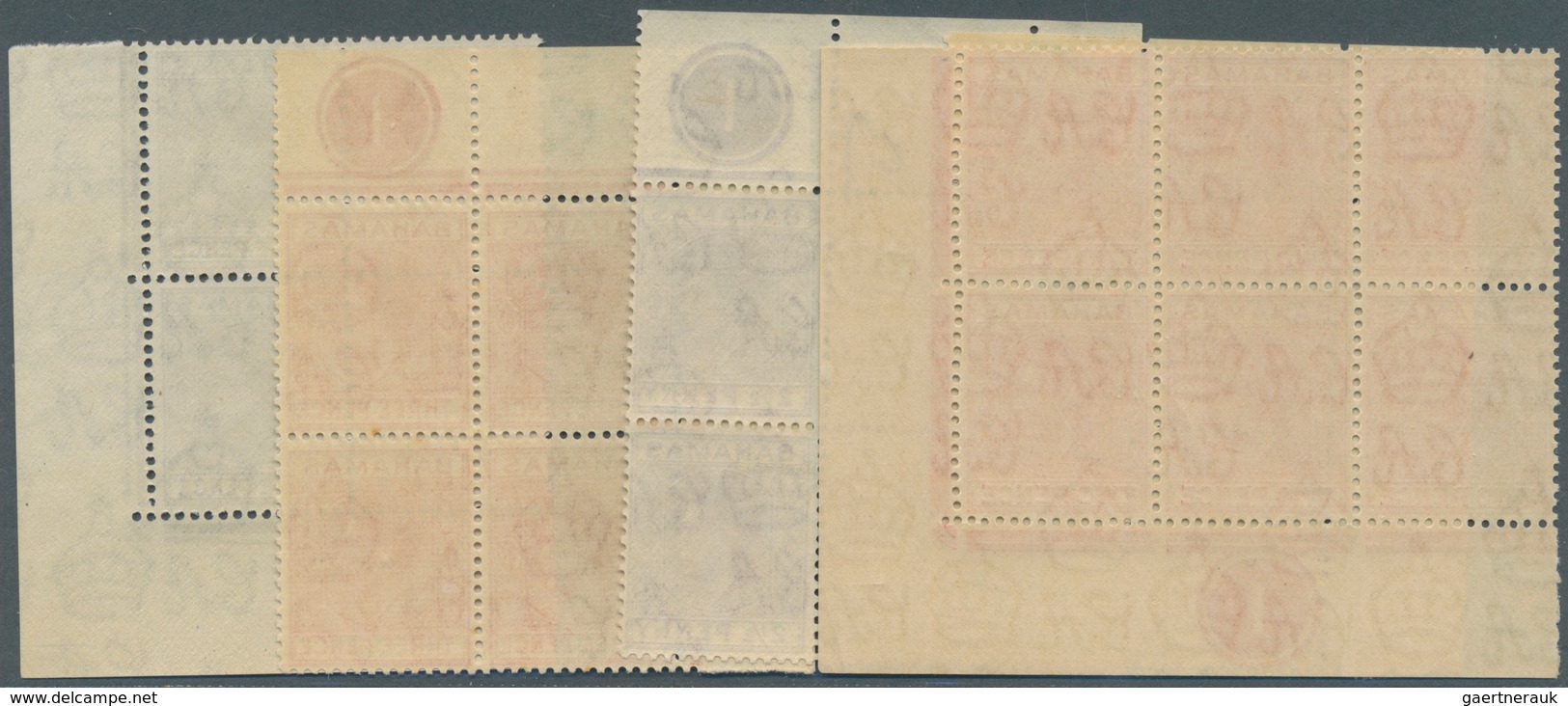 11702 Bahamas: 1938/1940, KGVI Definitives 12 Different Stamps Mostly In Corner Blocks Of Four Or Six (2½d - 1963-1973 Autonomie Interne