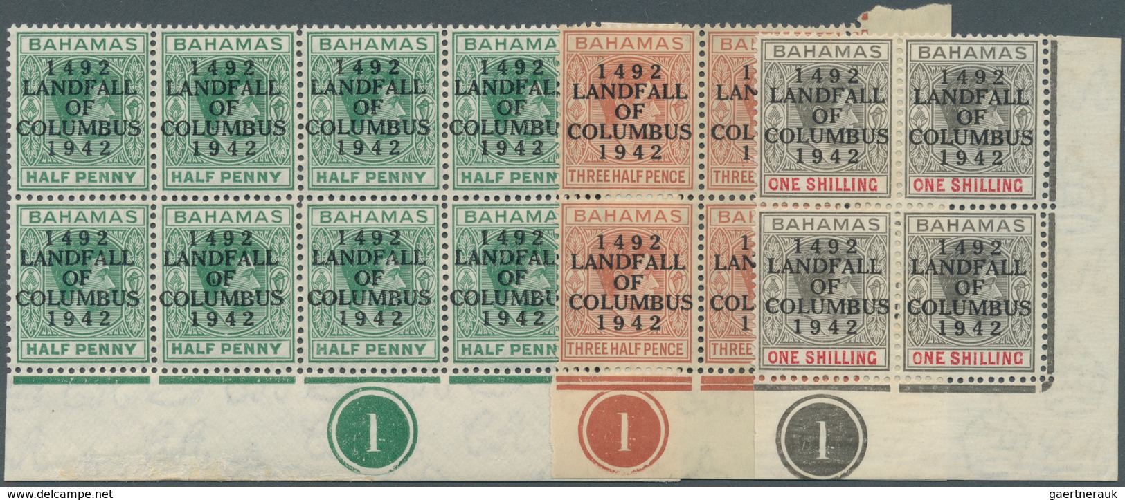 11703 Bahamas: 1942, 450th Anniv. Of Landing Of Columbus Optd. KGVI Definitives Eight Different Stamps All - 1963-1973 Autonomie Interne